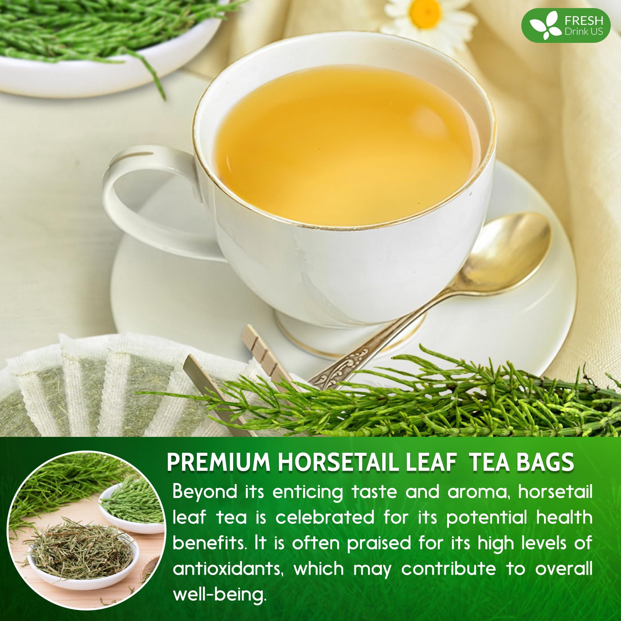 FRESHDRINKUS FreshDrinkUS, Premium 75 Horsetail Leaf Tea Bags, 100% Natural & Pure from Horsetail Loose Leaves Herbal Tea. Made with Natural Material Tea Bags. No Sugar, No Caffeine, No Gluten, Vegan.