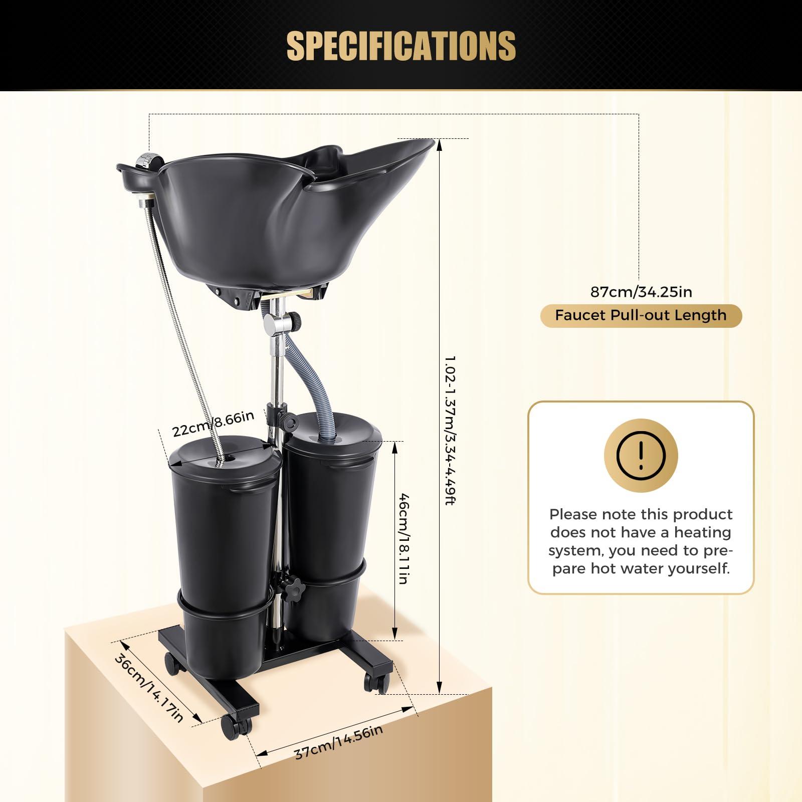 LULUGOGOTOP Portable Salon Shampoo Sink Basin,Hair Stylist Hairdresser Hair Washing Sink Shampoo Wash Bowl w/2 Buckets