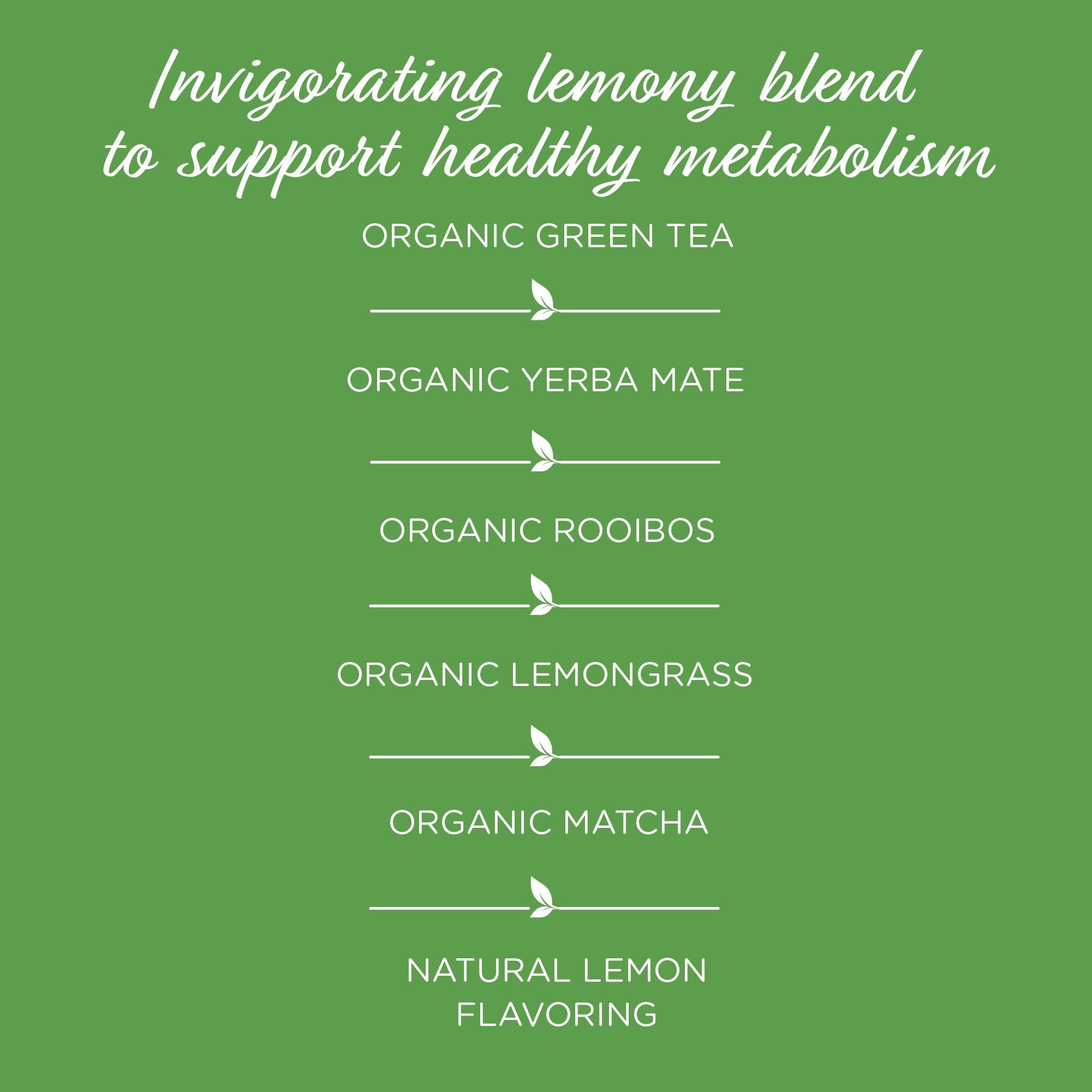 The Tea Spot The Tea Spot Organic Keep Fit Green Tea with Yerba Mate and Matcha for Metabolic Support | Blend of Green Tea, Matcha, Yerba Mate, Rooibos, Lemongrass and Lemon Flavor | Caffeine-Free 15 Tea Bags