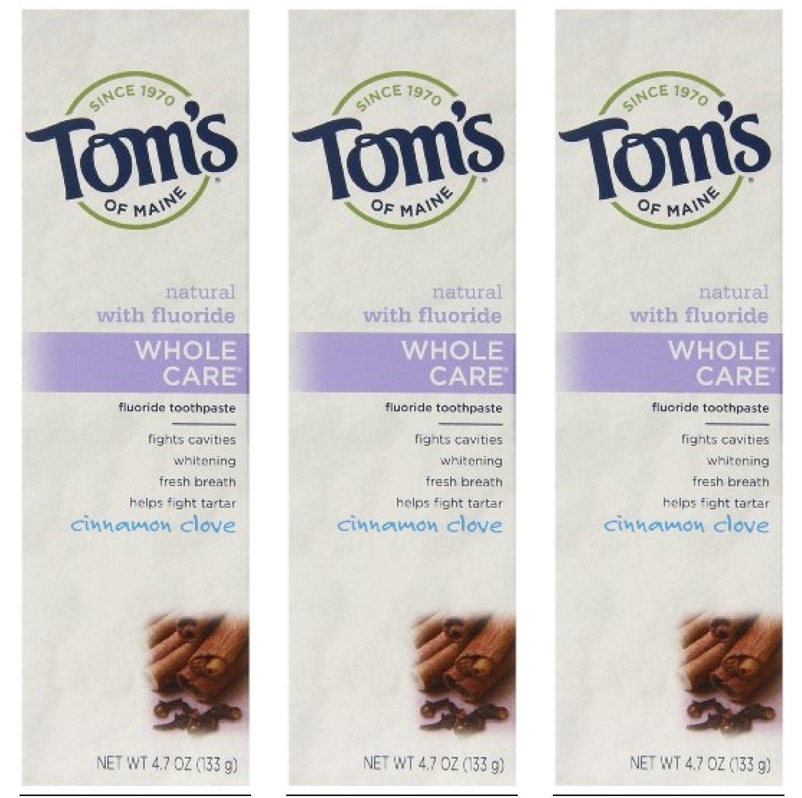 Tom's of Maine Tom's of Maine Natural Whole Care Toothpaste with Fluoride, Cinnamon Clove, 3 Count