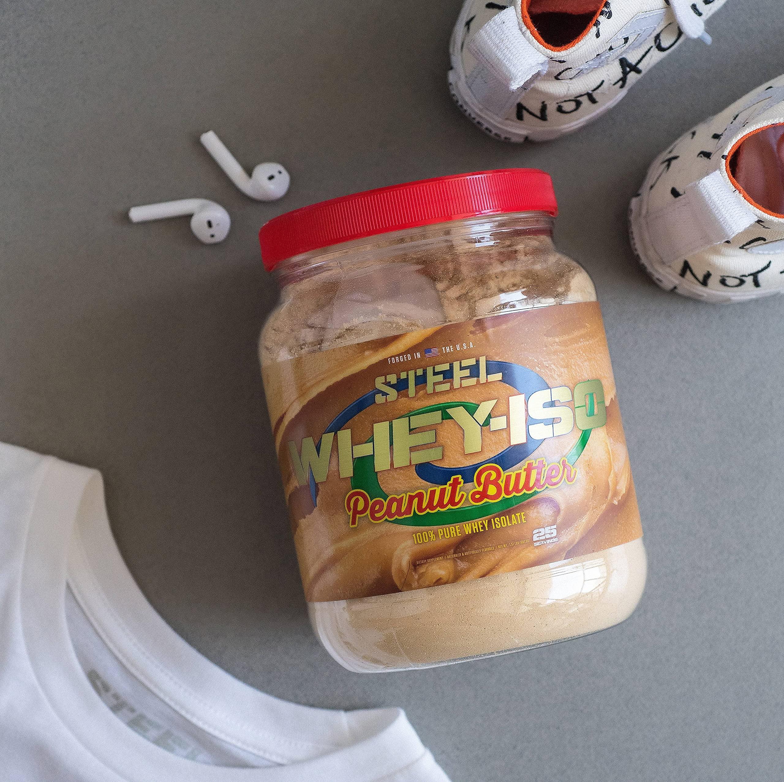 Steel Supplements Steel Supplements Whey-Iso | Whey Isolate Protein Powder | Fast Absorbing | Lean Muscle Growth | Easy Digestion | Gluten Free | Low Carb | 25 Serving (Peanut Butter)