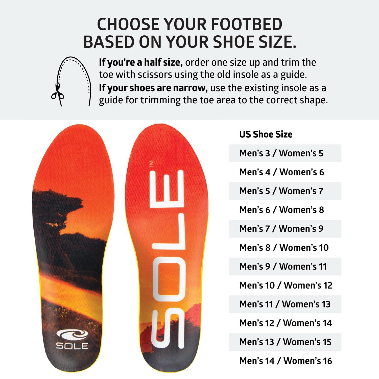 SOLE SOLE Performance Medium Plantar Fasciitis Insoles, Men & Women - Arch Support Inserts for Foot Health and Heel Pain Relief, Orthotic Shoe Inserts Men & Women