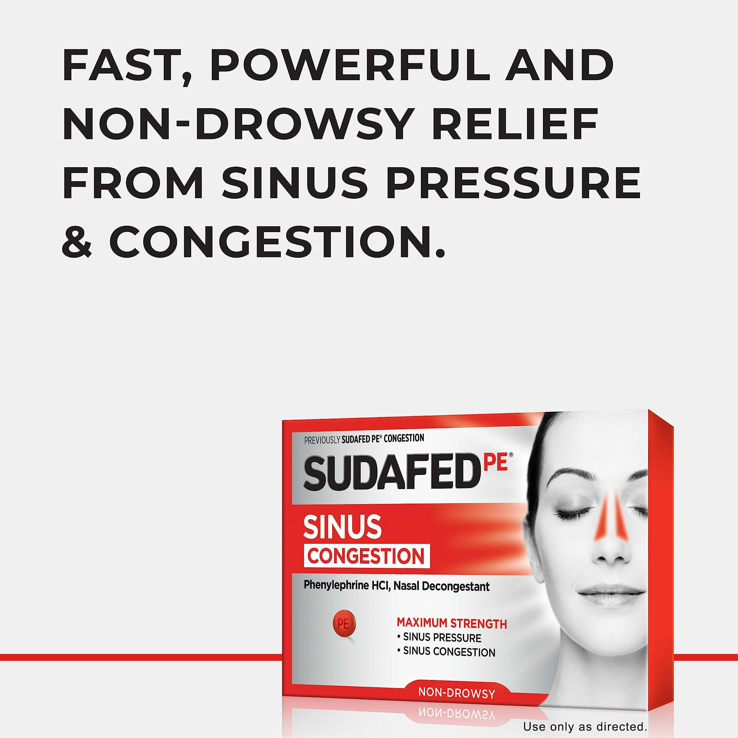Sudafed Sudafed PE Sinus Congestion Maximum Strength Non-Drowsy Decongestant Tablets, 36 ct & PE Day and Night Sinus Pressure & Congestion Tablets, 20 Count