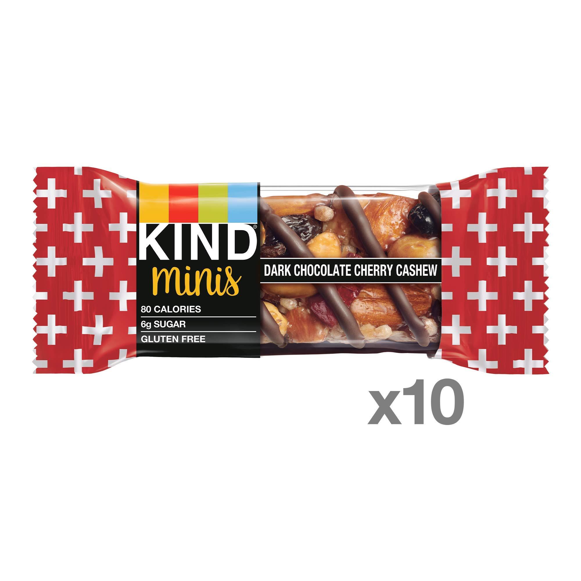 KIND KIND Minis Healthy Snack Bar, Dark Chocolate Cherry Cashew, Low Glycemic Index, Gluten Free Bars, 0.7 OZ, (80 Count)