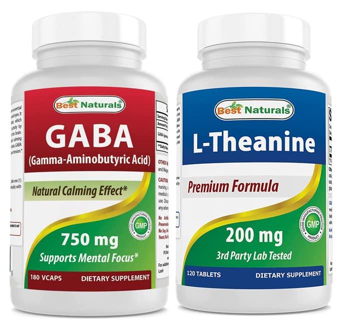 Best Naturals Best Naturals GABA Supplement 750mg & L-Theanine 200mg