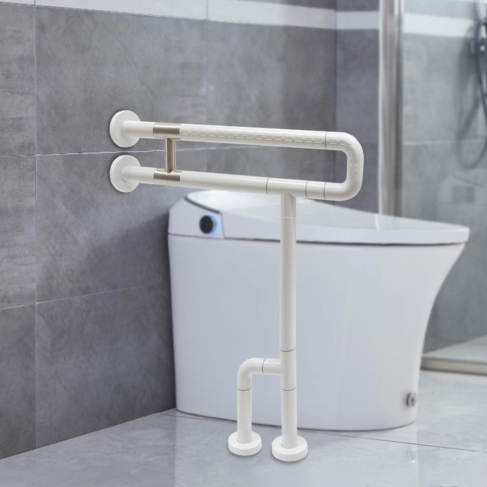 Wingderlier Toilet Grab Bars,27.55in Safety Bathroom Handrails Handicap Handle Assist Frame Railings Rail Support Shower Bathtub for Elderly Pregnant Women Disabled Bar White