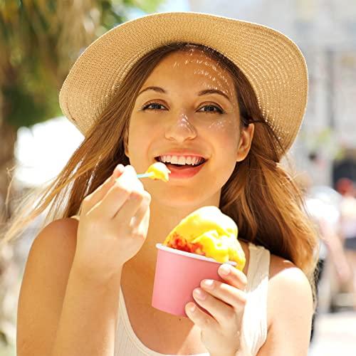 Ruisita Ruisita 50 Pack Ice Cream Containers with Lids 8 Ounces Disposable Soup Bowls with Lids Paper Ice Cream Sundae Cups Treat Cups with Lids Protect Frozen Desserts like Yoghurt, Assorted Colors