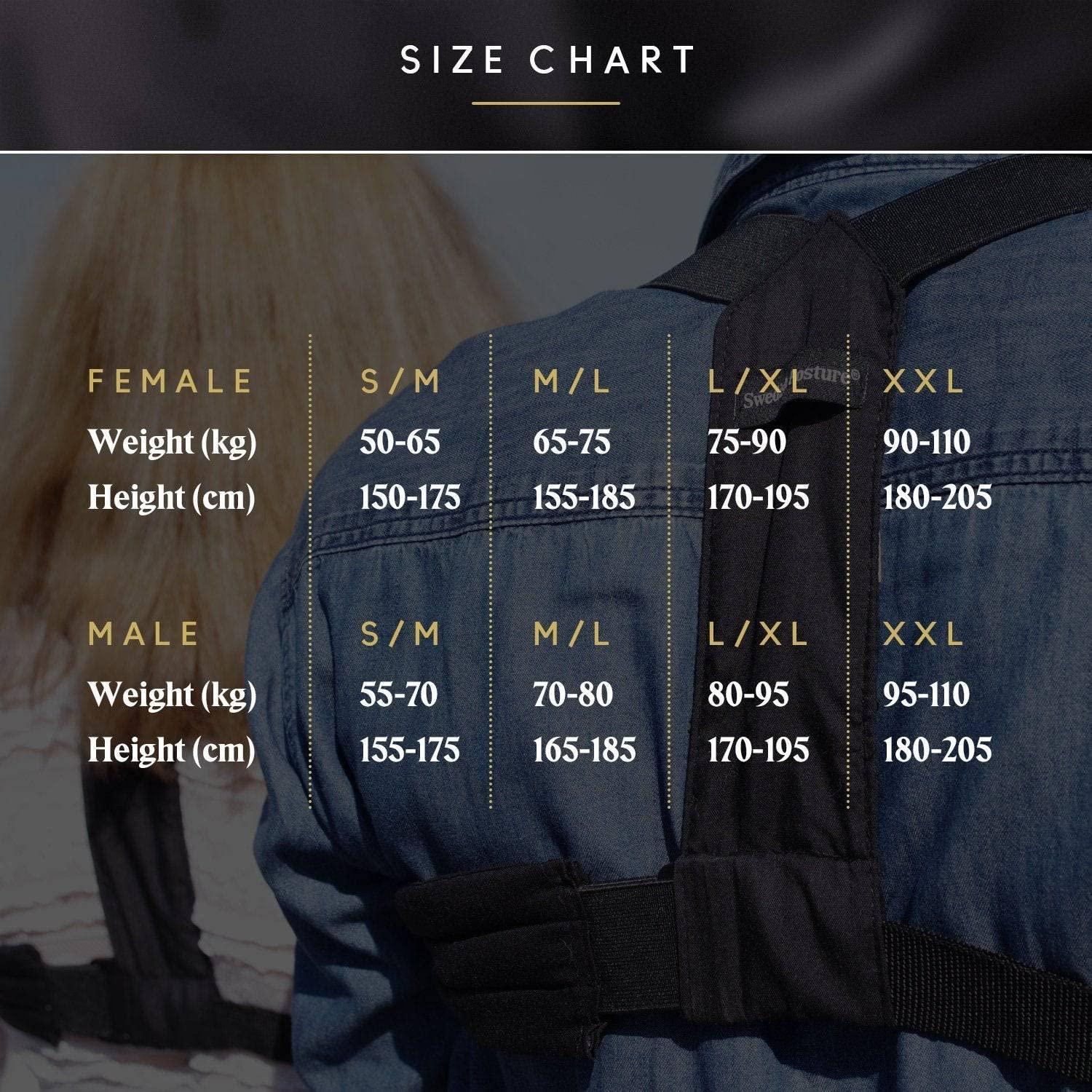 Swedish Posture Swedish Posture Classic Brace Shoulders and Upper Back Pain Relief ((Female L-XL / Male - L), Black)