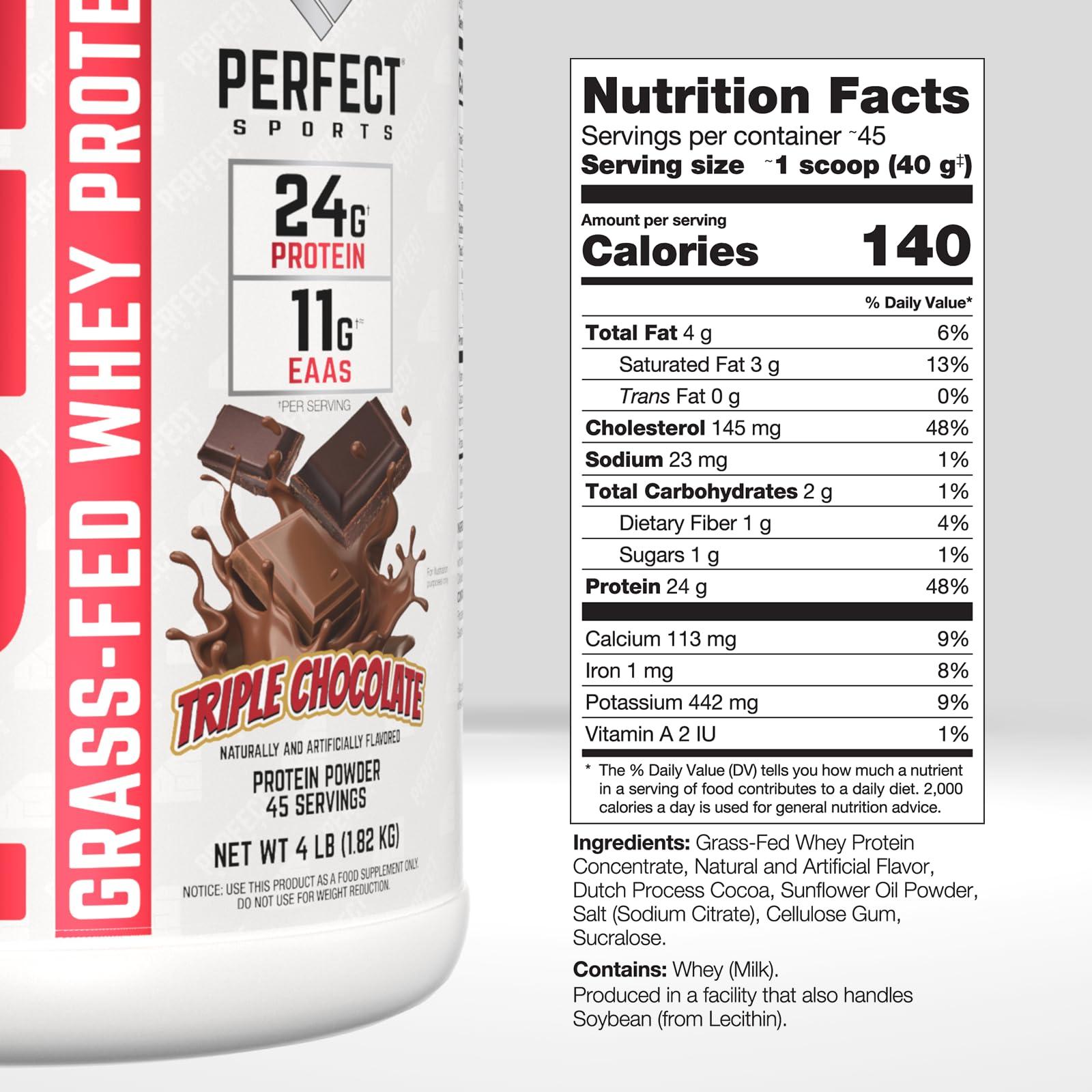 PERFECT SPORTS PERFECT SPORTS Ultra Fuel Grass-Fed Whey Protein - 4lbs Triple Chocolate