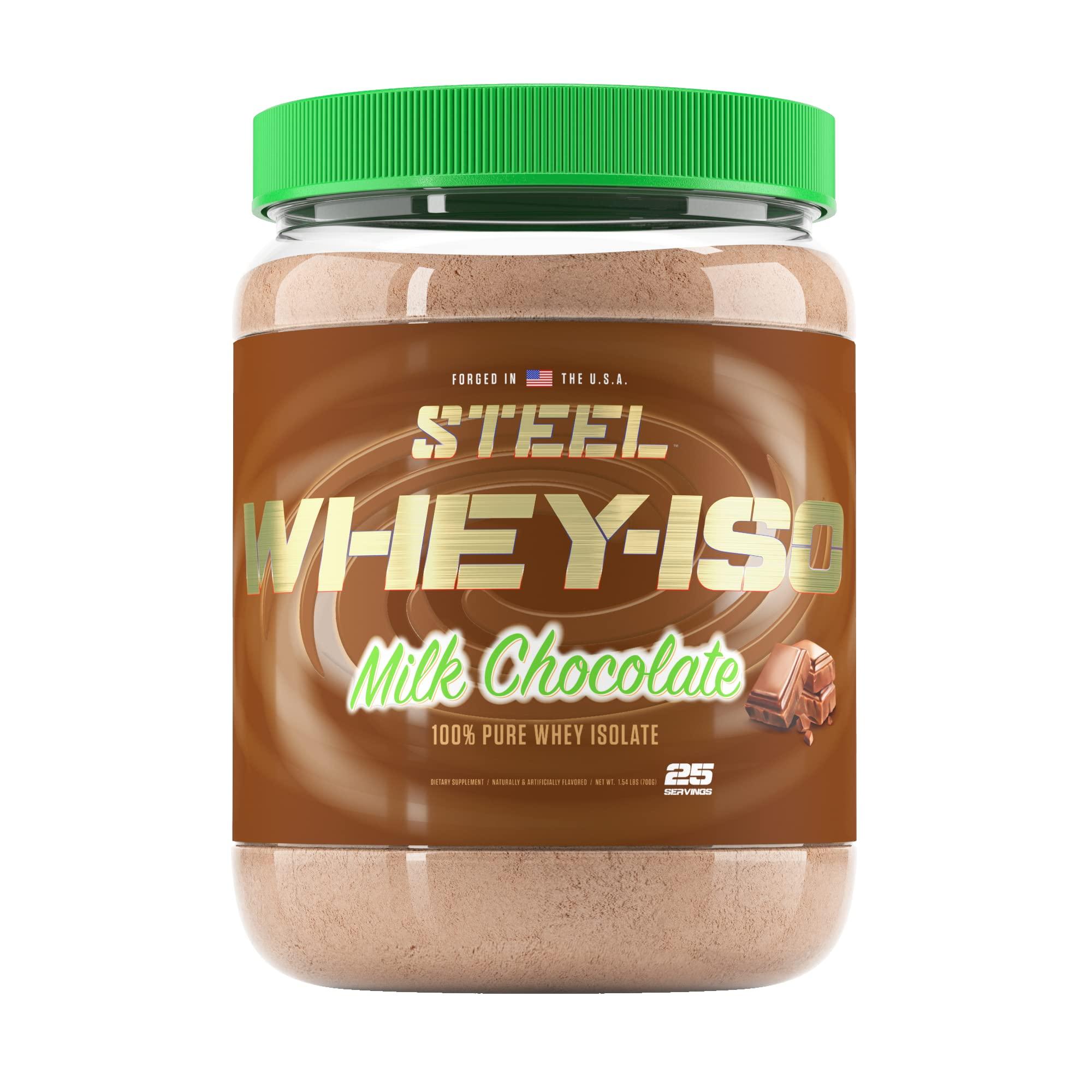 Steel Supplements Steel Supplements Whey-Iso | Whey Isolate Protein Powder | Fast Absorbing | Lean Muscle Growth | Easy Digestion | Gluten Free | Low Carb | 25 Serving (Milk Chocolate)
