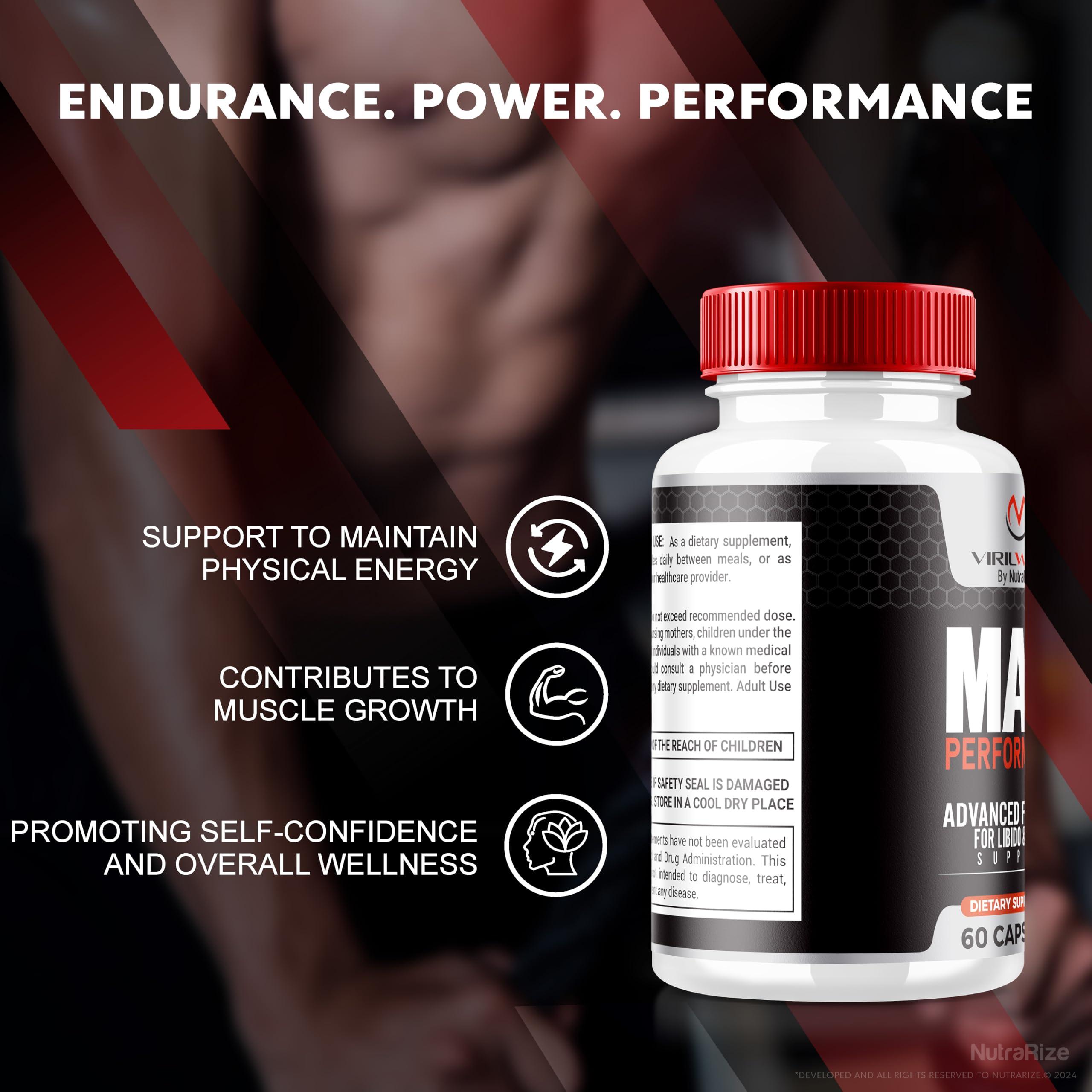 NutraRize (3 Pack) Virilwood Capsules for Men, Official Viril Wood Pills 1200 mg, All Natural Male Formula to Support Long-Lasting Performance and Overall Health, Premium Multivitamins Review (180 Capsules)