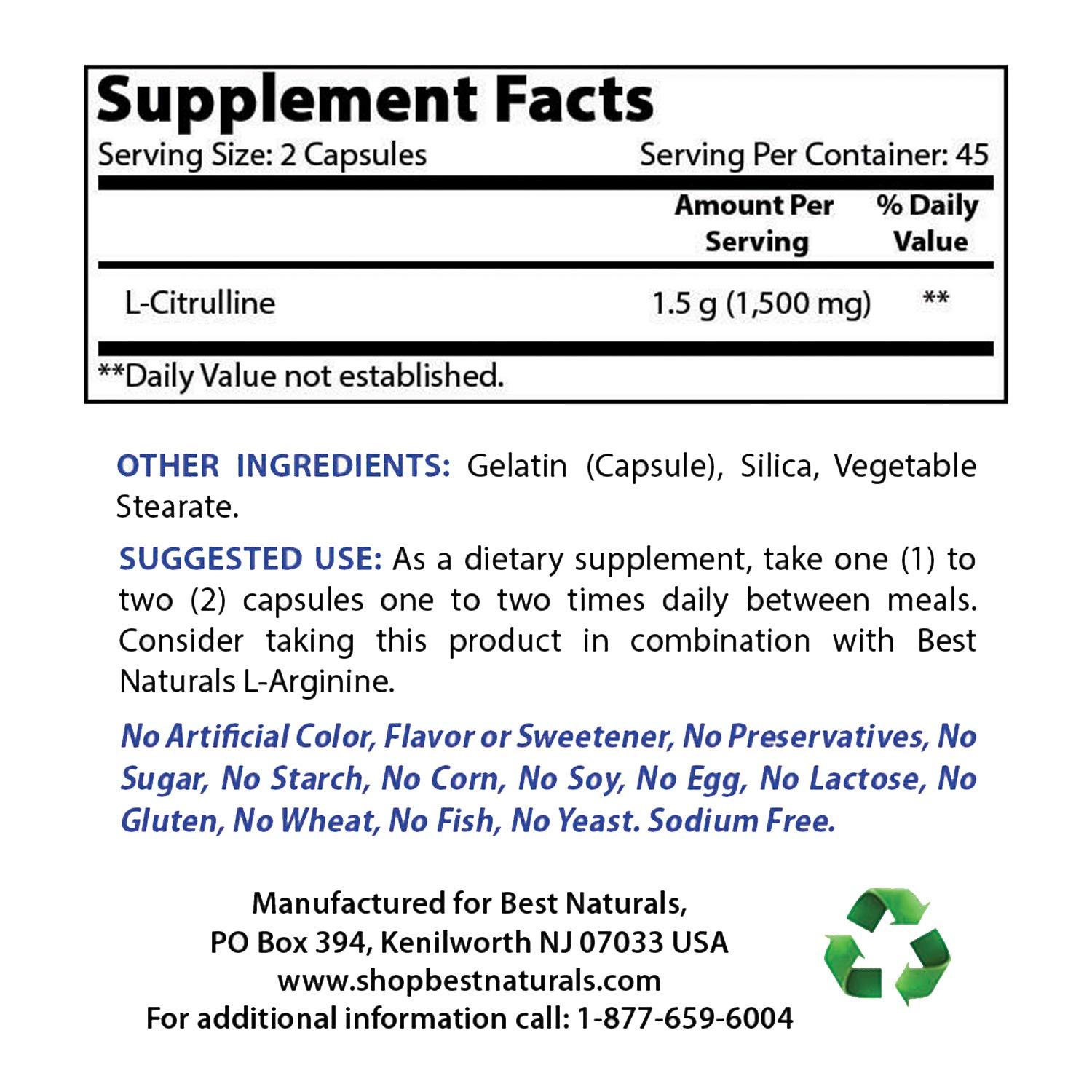 Best Naturals Best Naturals L-Arginine L-Ornithine - 1000mg & L-Citrulline 1500mg