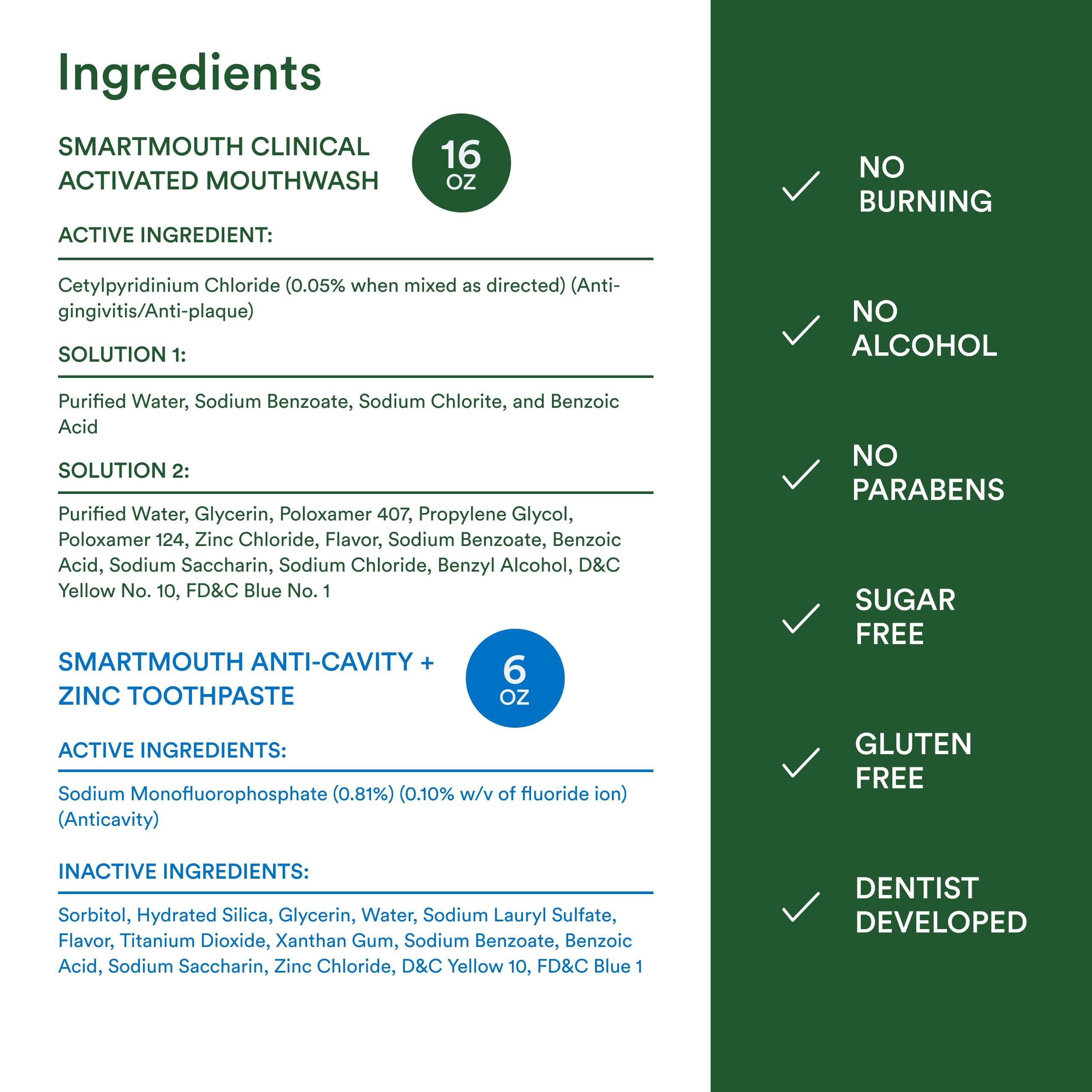 SmartMouth SmartMouth Clinical DDS Activated Oral Rinse and Premium Toothpaste for 24 Hour Bad Breath Prevention and Maximum Gingivitis and Bleeding Gums Protection