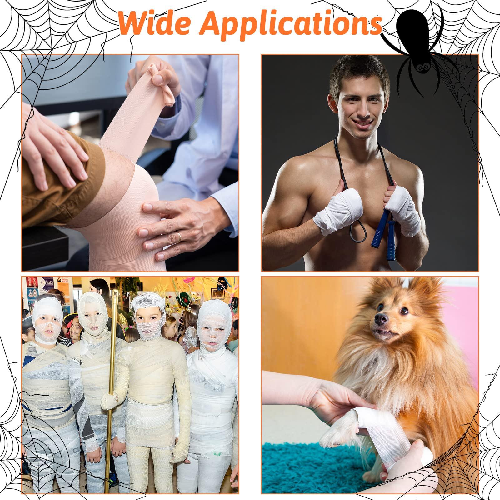 Lothee Lothee 10 Rolls 50 Yards Halloween Mummy Bandage Wrap for Costume Zombie Bandage Gauze Rolls, 5 Sizes, Self Adhesive Bandage Wrap Stretch Cosplay Bandages Mummy Costume Cloth Bandages