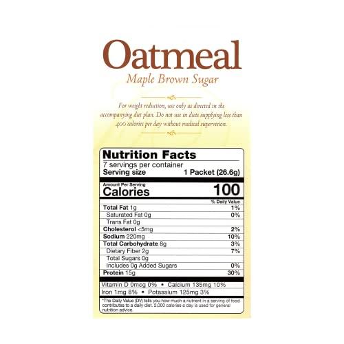 FITWISE FITWISE - High Protein Oatmeal, 15g Protein, Low Carb, Low Calorie, Low Fat, Sugar Free, Keto Friendly, Ideal Protein Compatible, 7 Servings Per Box (Maple Brown Sugar)