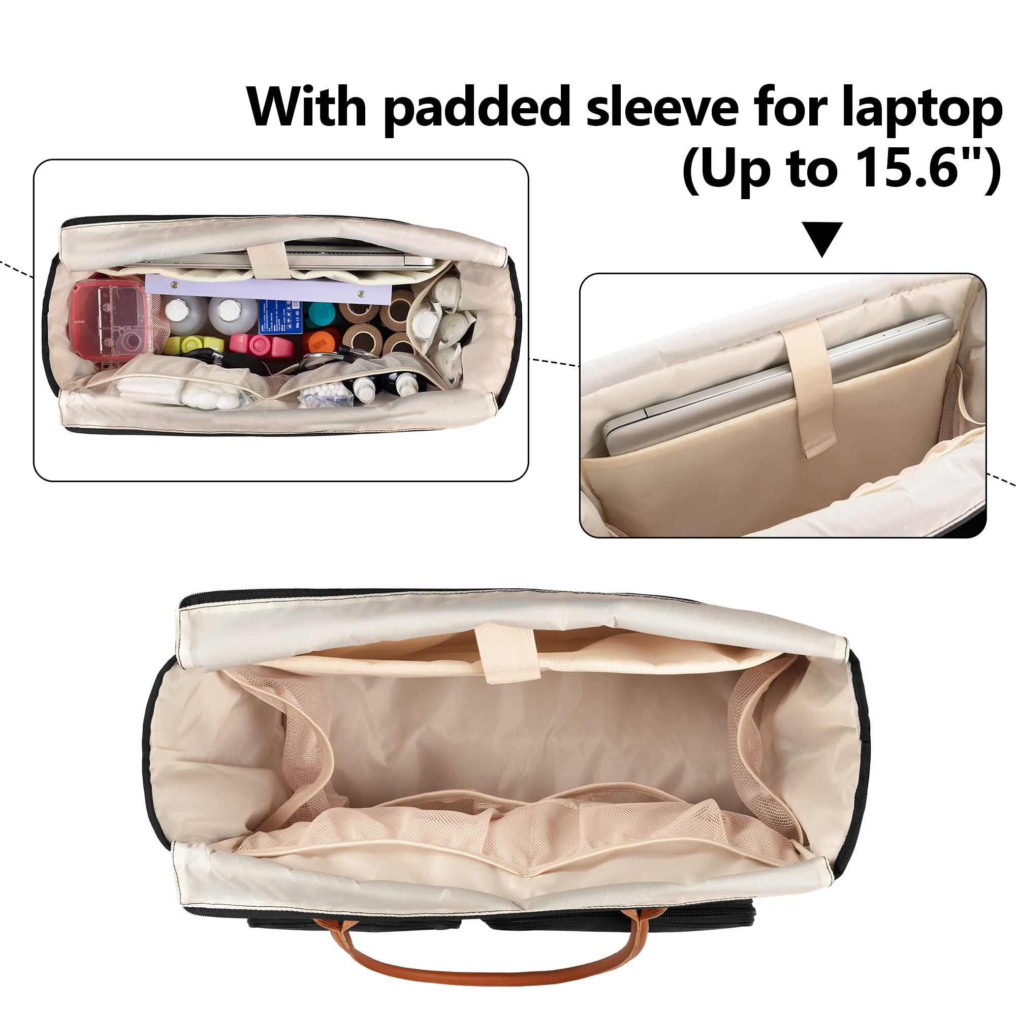 CURMIO CURMIO Nurse Tote Bag for Work, Home Health Nurse Bag with Padded Laptop Sleeve for Home Visits, Clinical Study, Health Care