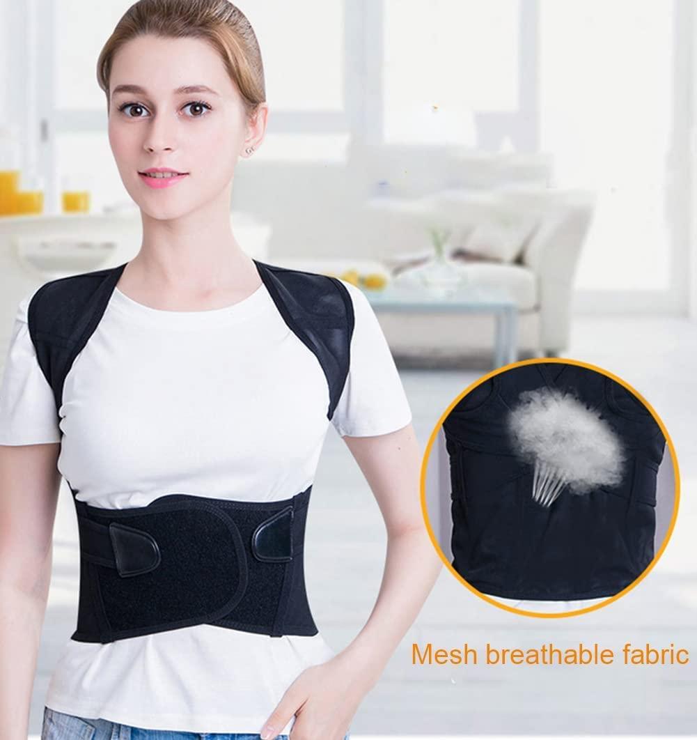 SJHY Posture Corrector Adjustable Upper Back Brace Breathable Support Straightener Providing Relief from Lumbar Neck Shoulder Clavicle Back Women Men Back Posture (Color : Black, Size : XXX-Large)