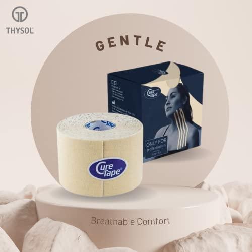 CureTape CureTape® Gentle | Kinesiology Tape for Hyper Sensitive Skin | Gentle Adhesion | 100% Hypoallergenic Water Resistant K Tape | for Thin Skin, Elderly or Children | Gentle to Remove | Medical KTape