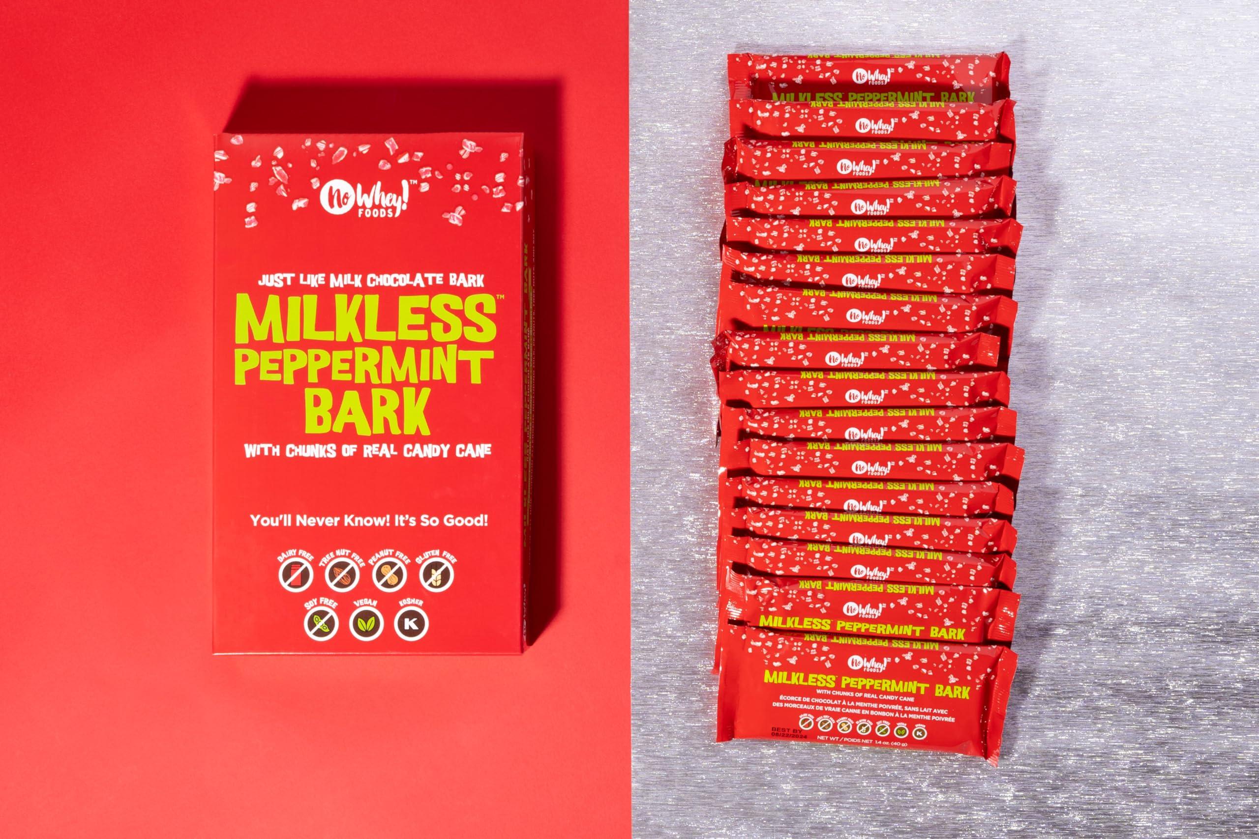 No Whey! Foods No Whey Foods - Milkless Peppermint Bark (16 Pack) - Vegan & Allergy Friendly Christmas Chocolate- Dairy Free, Nut Free, Peanut Free, Soy Free, Gluten Free