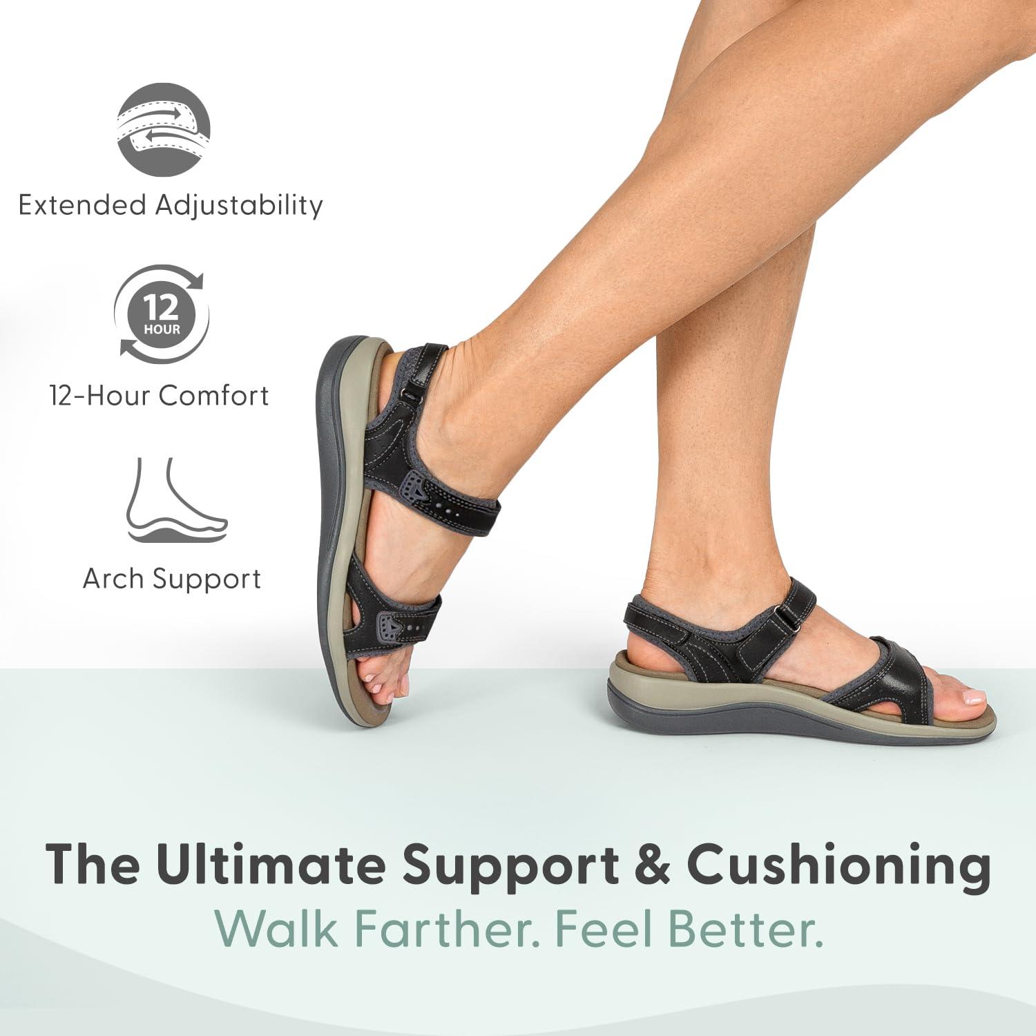 Orthofeet Orthofeet Proven Heel and Foot Pain Relief. Extended Widths. Orthopedic Diabetic Arch Support Women\'s Orthotic Sandals, Black