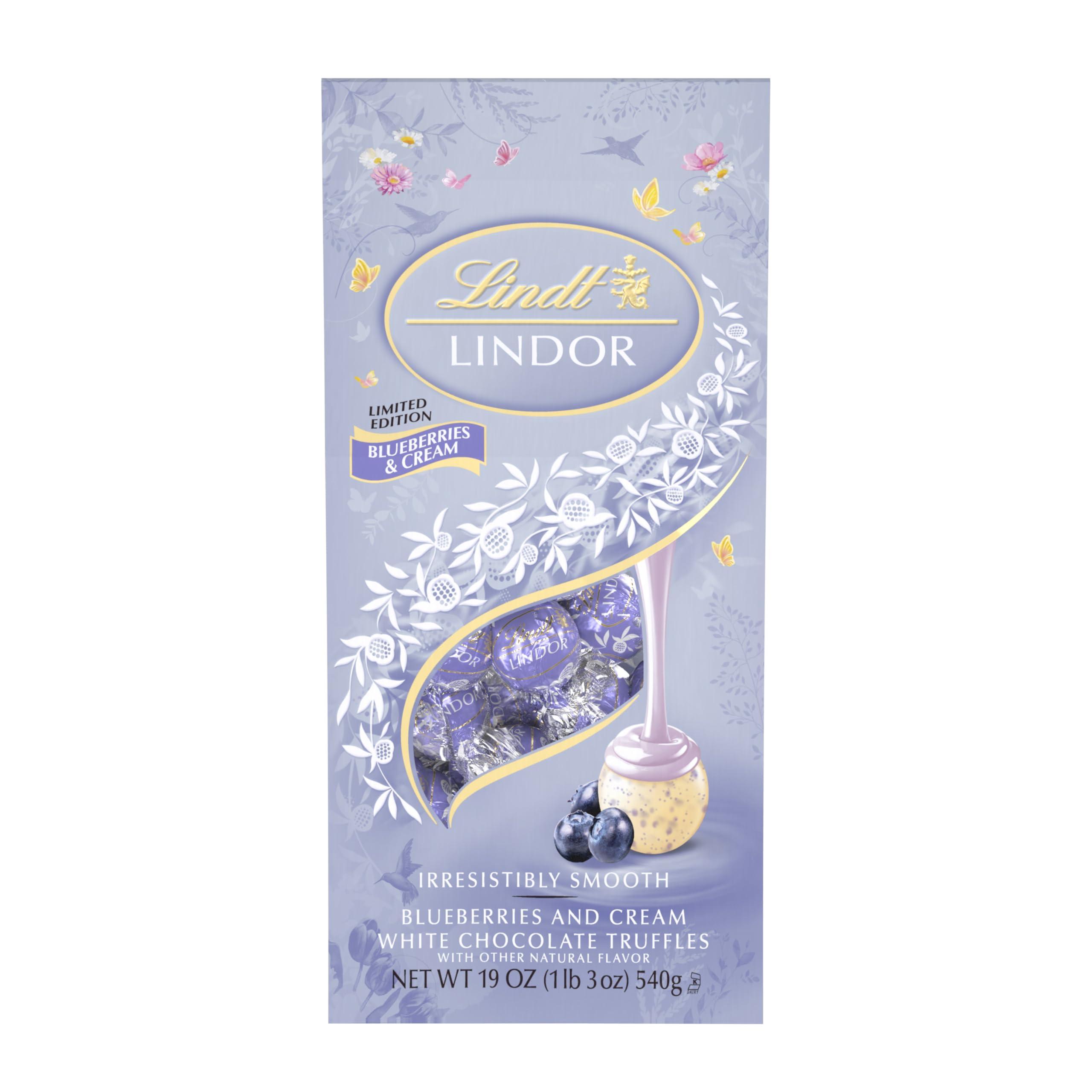 Lindt Lindt LINDOR Easter Blueberries & Cream White Chocolate Truffles, White Chocolate Candy With Blueberries and Cream Truffle Filling, 19.0 oz. Bag