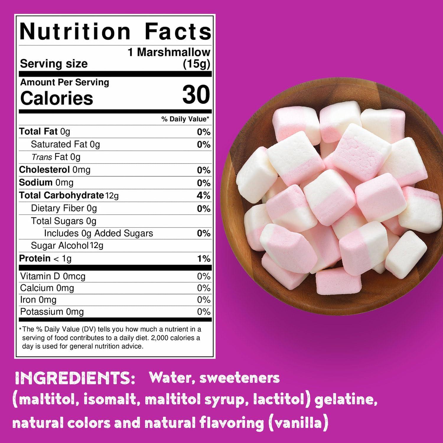La Nouba La Nouba Sugar-Free Marshmallows 2.7 oz. Pack Low Calorie, Low Carb, Fat-Free and Gluten Free Snack Traditional Delicious Taste All Natural and Healthy Marshmallows