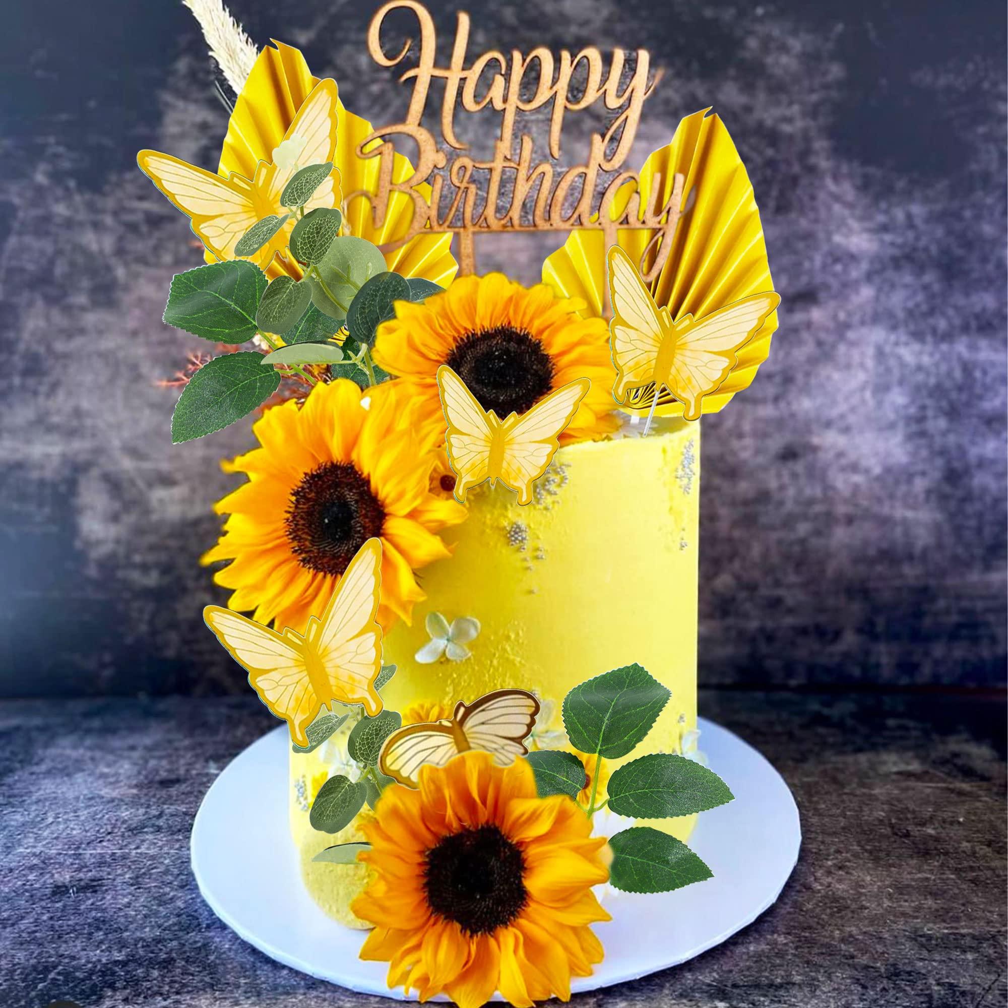 LaVenty LaVenty Sunflower Birthday Cake Decoration Sunflower Baby Shower Cake Topper Girl Sunflower Party Supplies Sunflower Cake Topper Wedding
