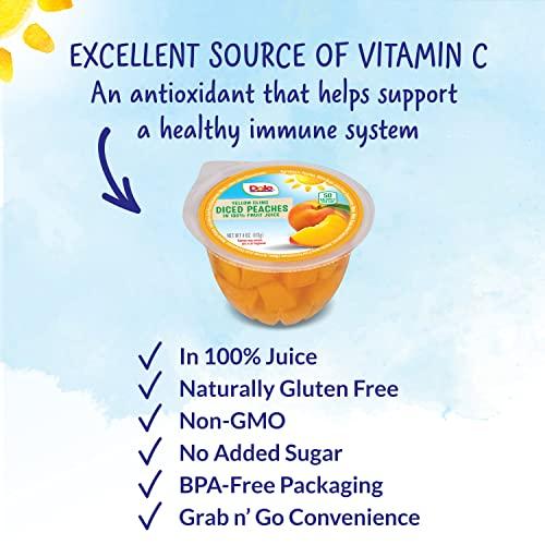 Dole Dole Fruit Bowls Diced Peaches in 100% Juice Snacks, 4oz 36 Total Cups, Gluten & Dairy Free, Bulk Lunch Snacks for Kids & Adults
