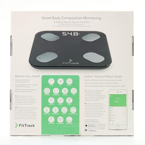 FitTrack FitTrack Dara Smart BMI Digital Scale - Measure Weight and Body Fat - Most Accurate Bluetooth Glass Bathroom Scale (Black)