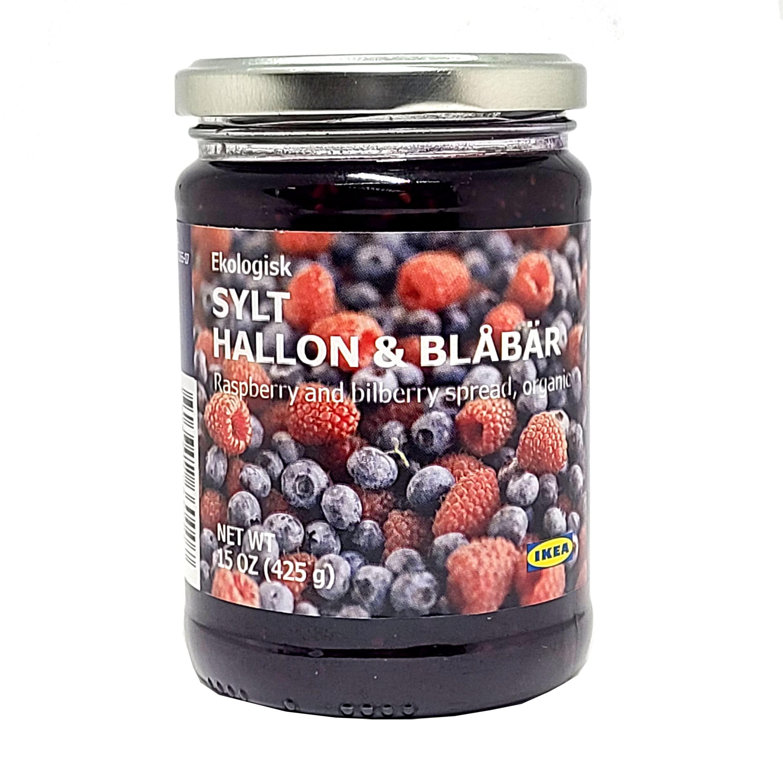 Tasty Kitchen Tasty Kitchen IKEA Organic Preserves 4-Pack Bundle - Total 4 Flavors - SYLT LINGON Lingonberry, Blueberry, Raspberry & Blueberry Jam & Orange & Elderflower Marmalade (15 oz) with Bonus Spreader Spoon