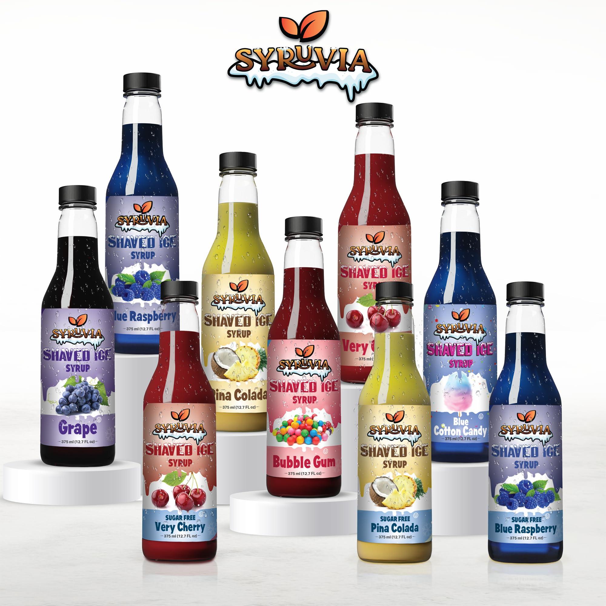 SYRUVIA Syruvia Snow Cone Syrup 12.7oz - Pina Colada Syrup For Shaved Ice, Snow Cones, Slushies, Italian Soda, Popsicles. Kosher, Dairy Free.