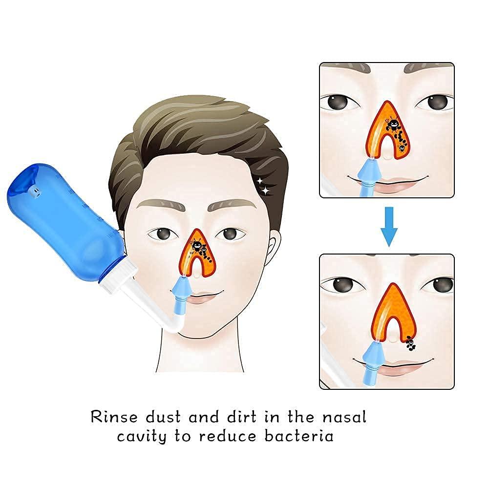 Darate Darate Neti Pot Sinus Rinse Bottle, Nose Wash Cleaner Pressure Rinse Nasal Irrigation for Adult & Kid BPA Free with Sticker Thermometer (300ml)