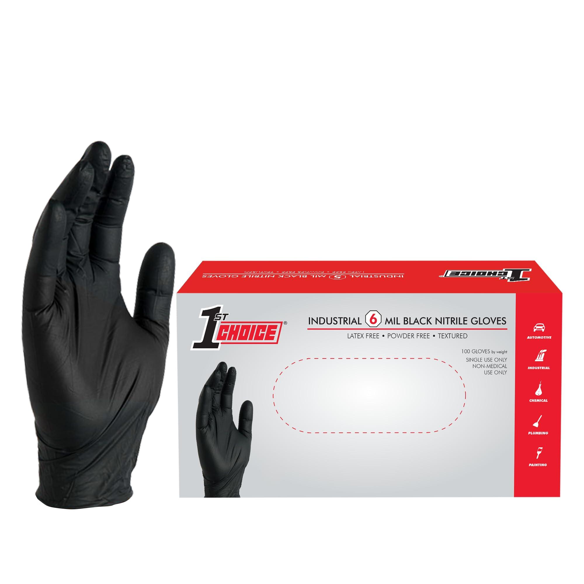 1st Choice 1st Choice Black Gloves Disposable Latex Free - Nitrile Gloves XL Black Nitrile Gloves for Cooking - 6 mil, Box of 100