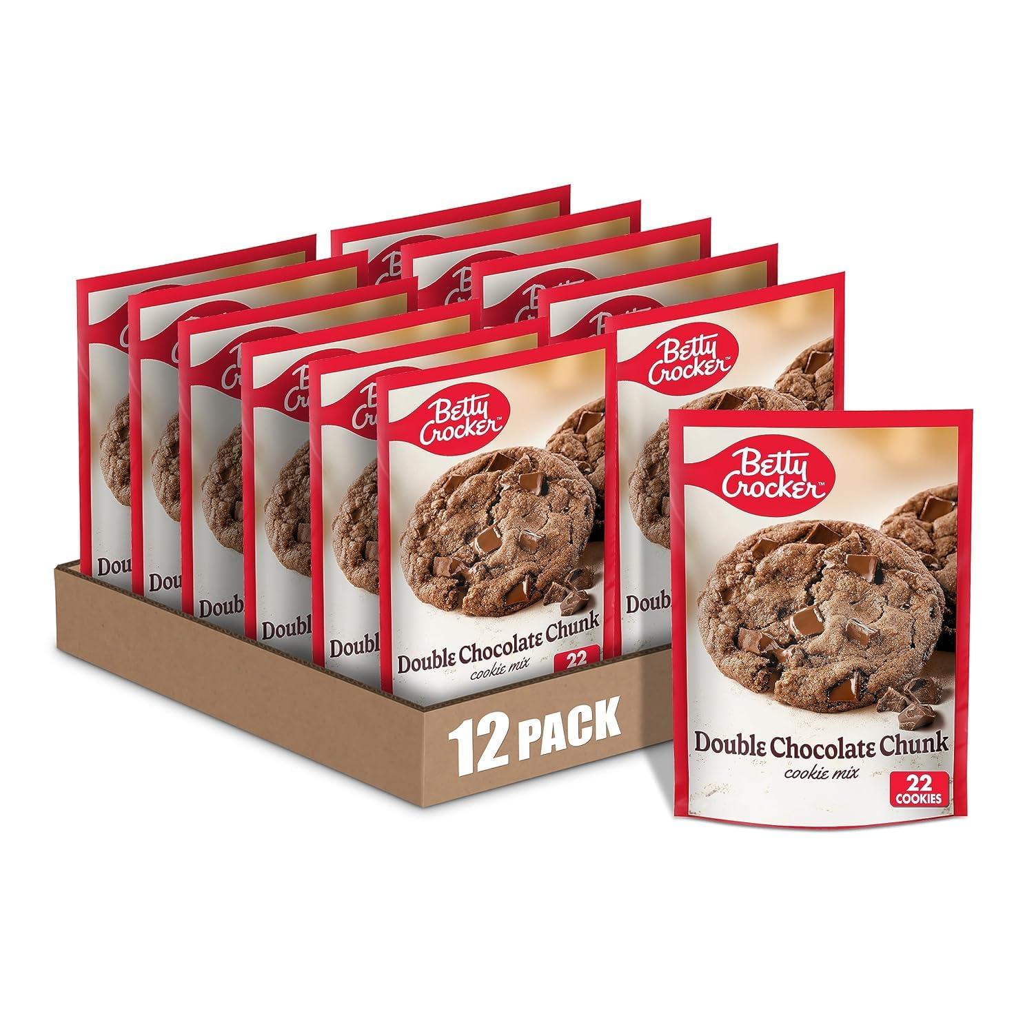 Betty Crocker Betty Crocker Double Chocolate Chunk Cookies, Cookie Baking Mix, 17.5 oz (Pack of 12)