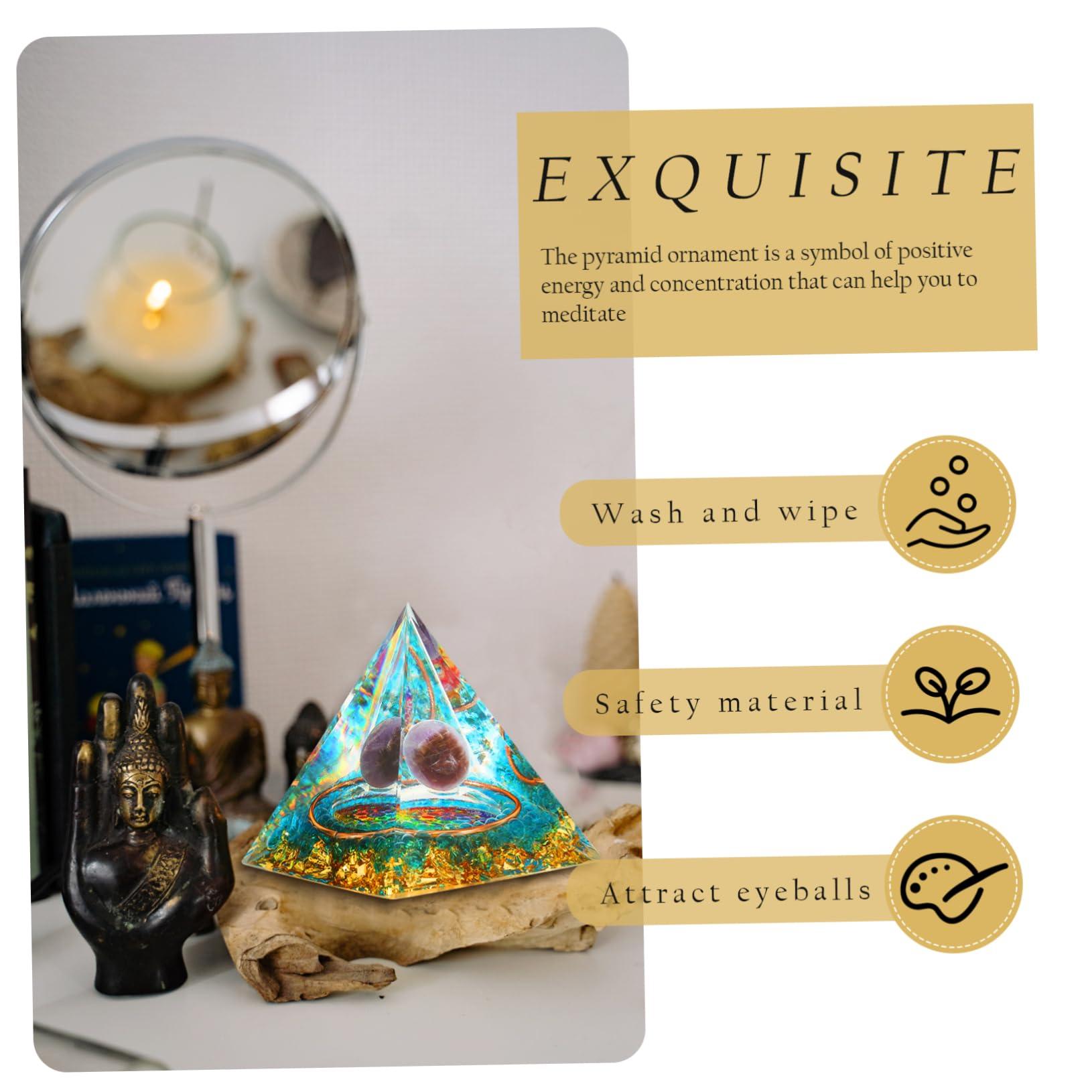 FRCOLOR FRCOLOR Moldavite Crystal Pyramid Pendulum Decorative Egyptian Decor Home Accessory Wear-resistant Resin Pyramid Car Decoration