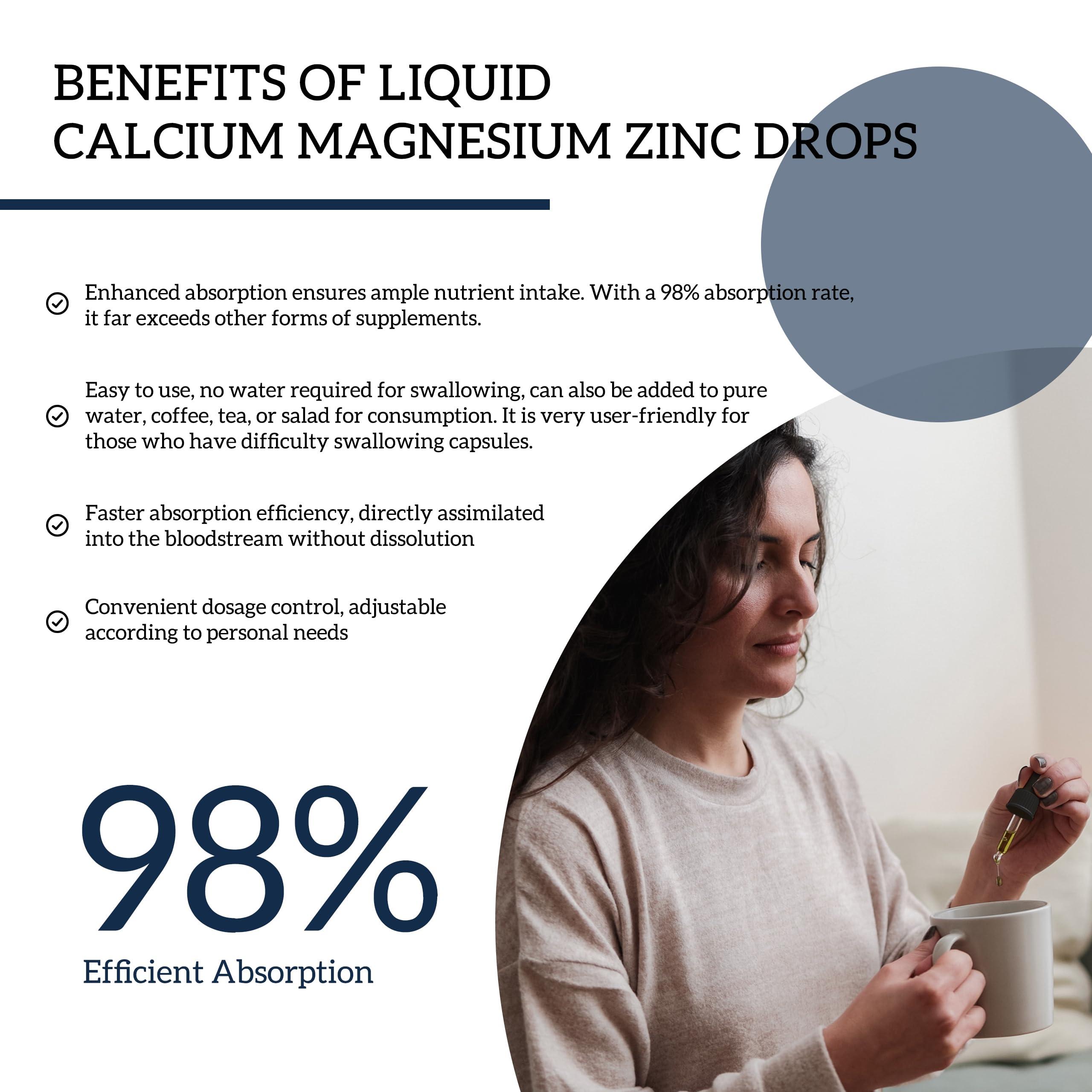 PAYAOCZ (4 Pack) 10 in 1 Calcium Magnesium Zinc Supplement, Magnesium Glycinate Complex Liquid Drops with Vitamin D3 K2 B6, Vegan Calcium Citrate Bone & Immune Health Support, Sleep & Cramps, Boron, 1 Fl Oz