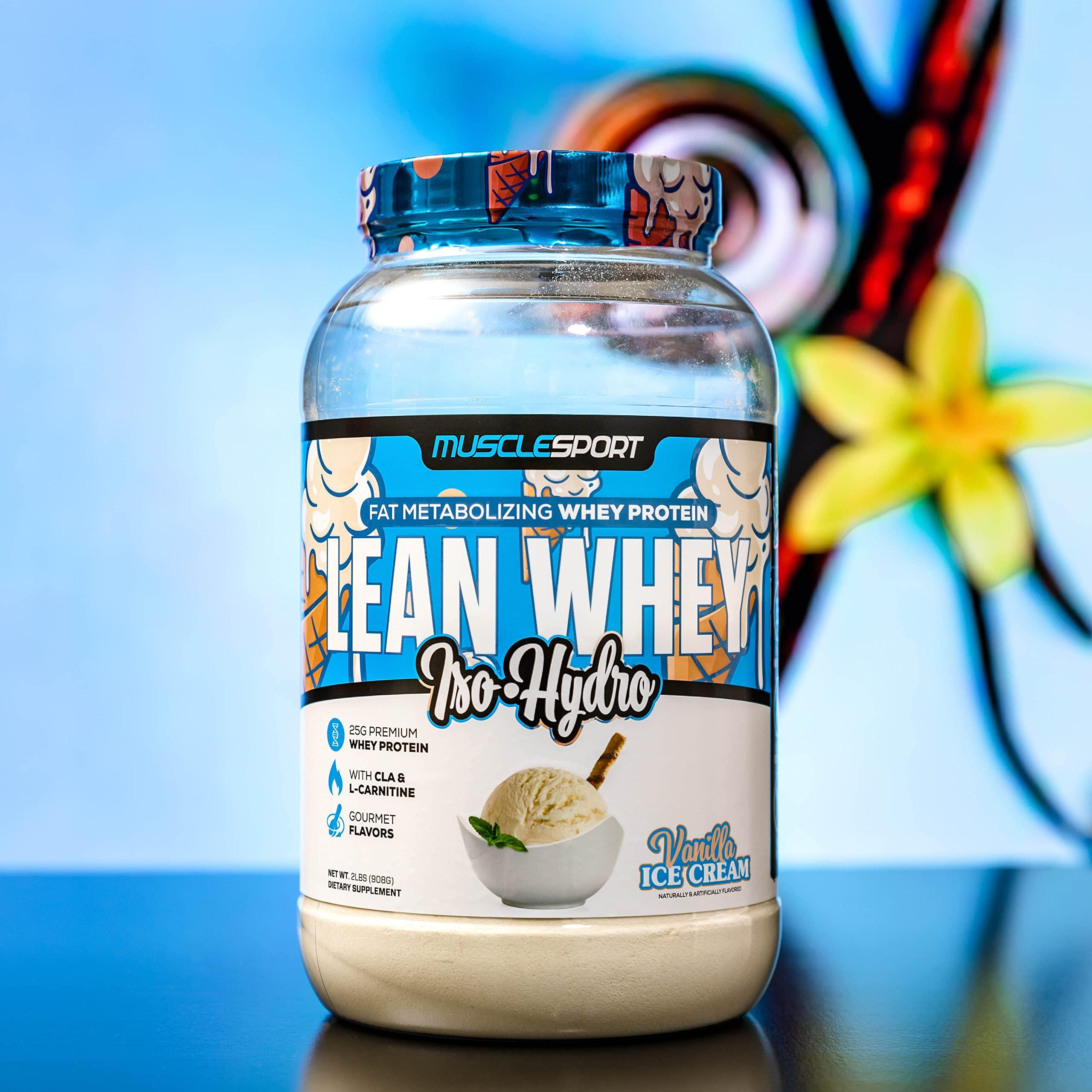 Musclesport Musclesport Lean Whey Revolution Protein Powder - Whey Protein Isolate - Low Calorie, Low Carb, Low Fat, Incredible Flavors - 25g Protein per Scoop (2LB, Vanilla)