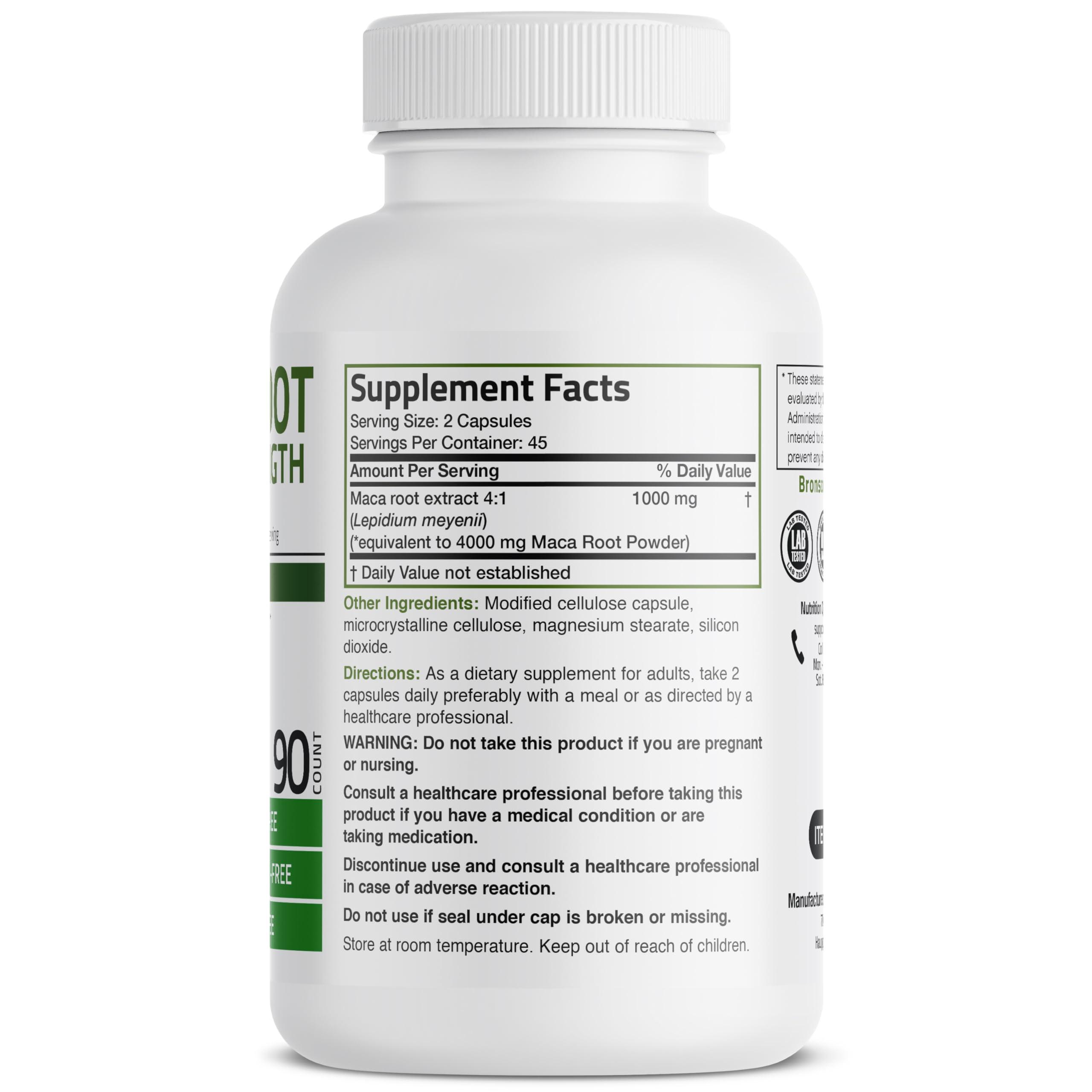 Bronson Bronson Maca Root Extra Lepidium Meyenii, Non-GMO, 90 Vegetarian Capsules