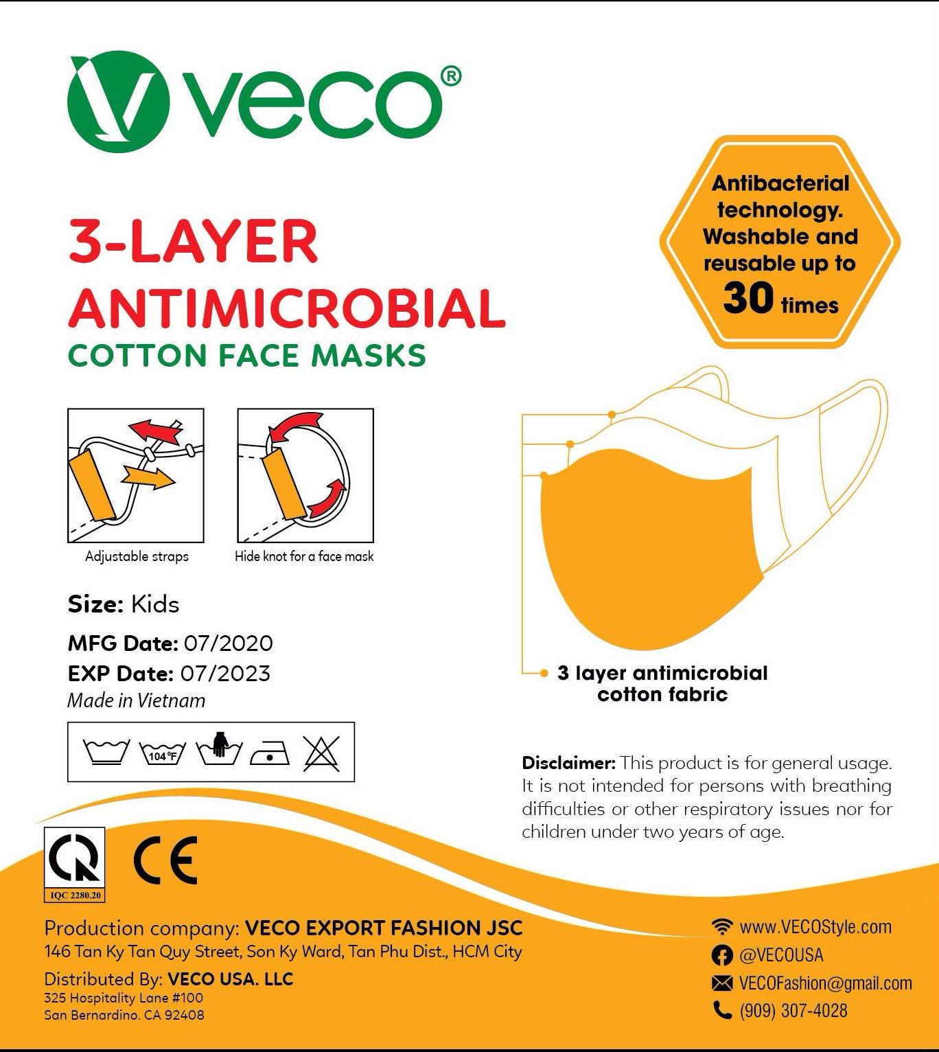 VECO VECO Fabric Face Mask - Pack of 5 (Adult, Black Combo)