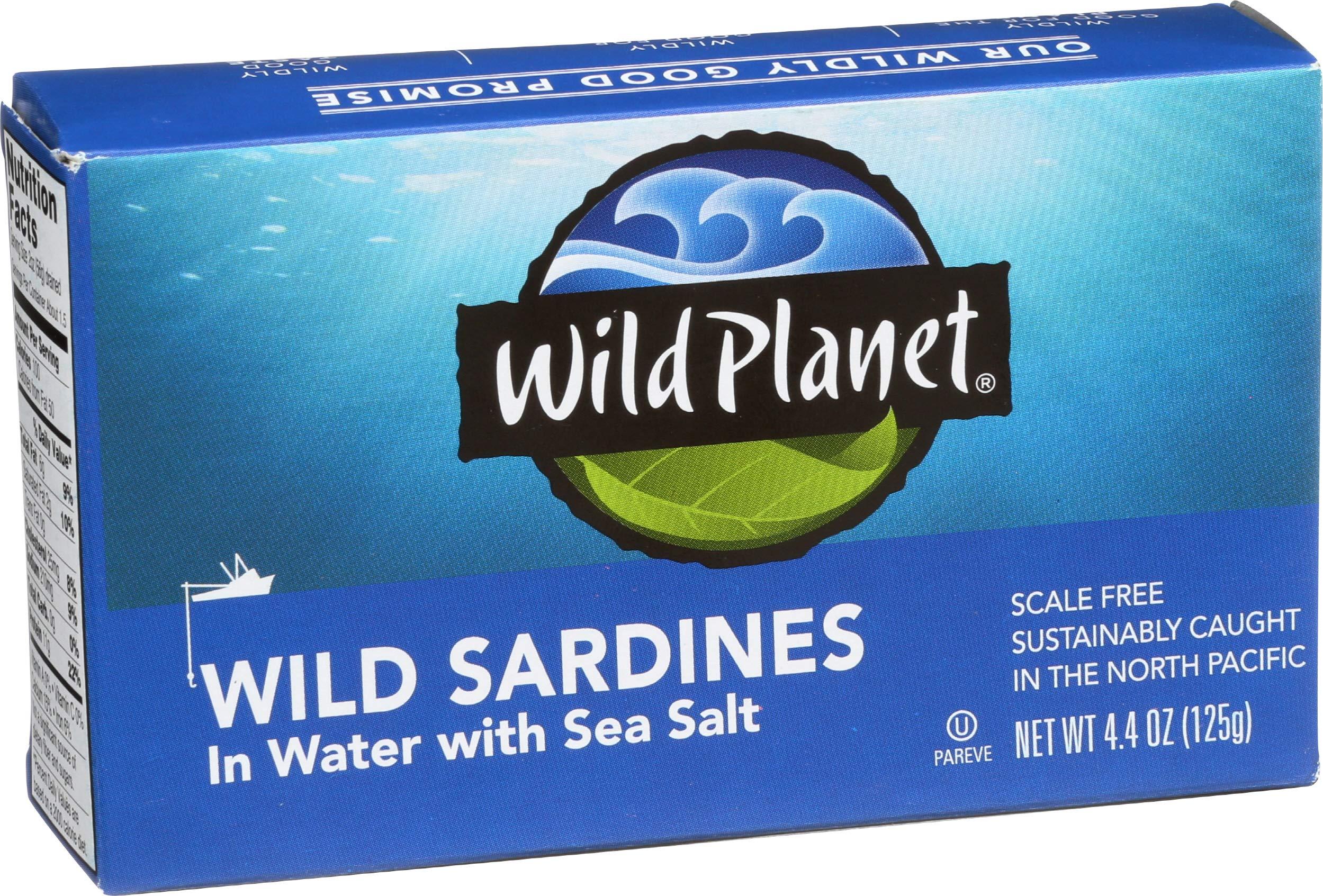 Wild Planet Wild Planet Wild Sardines in Water, Sea Salt, Tinned Fish, Sustainably Caught, Non-GMO, Kosher, Keto and Paleo, 3rd Party Mercury Tested, 4.4 Ounce Single Unit
