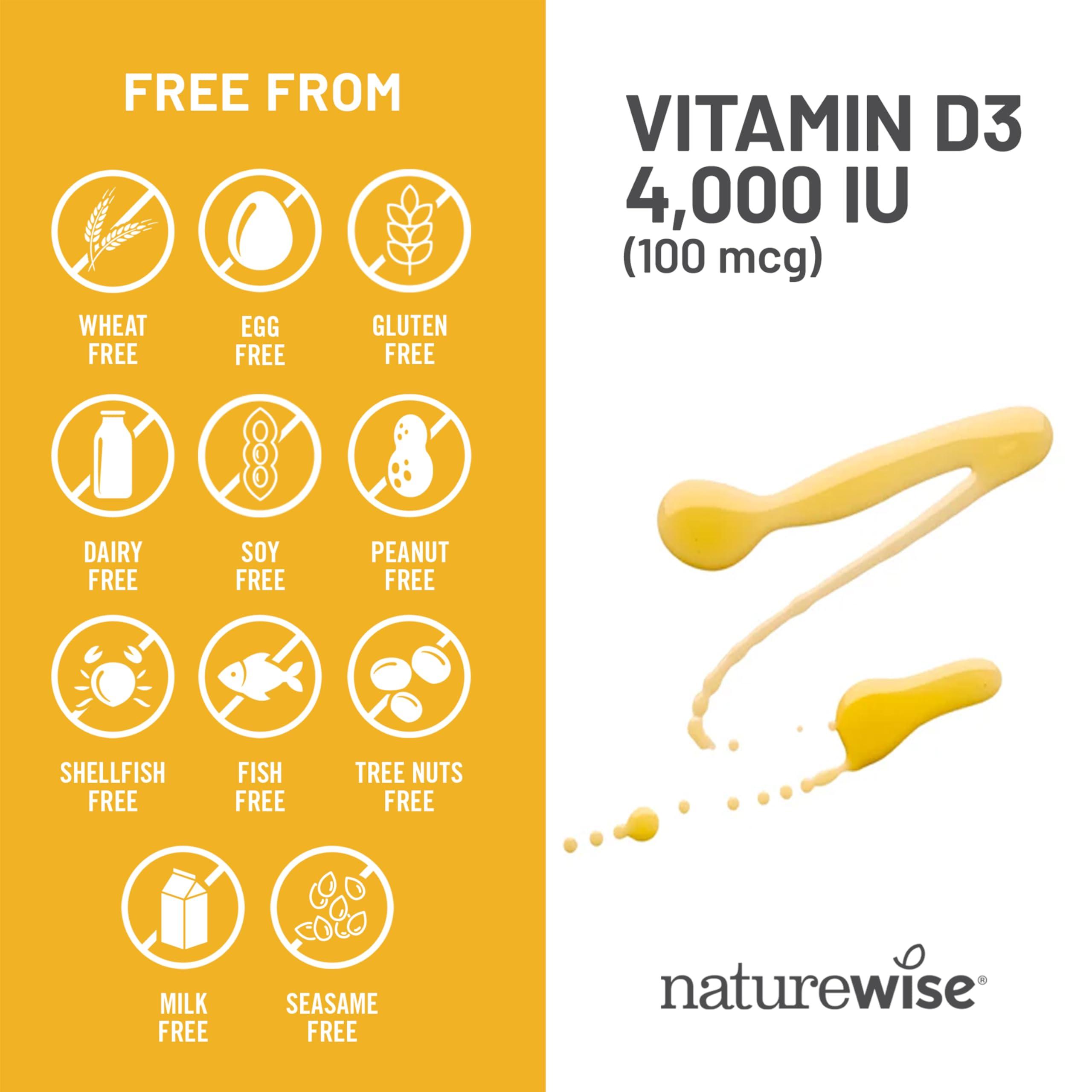 NatureWise NatureWise Vitamin D3 4000iu (100 mcg) 30-Day Supply for Immune Support, Healthy Muscle Function, and Bone Health - Non-GMO, Gluten Free in Organic Extra Virgin Olive Oil, (Mini Softgel), 30 Count