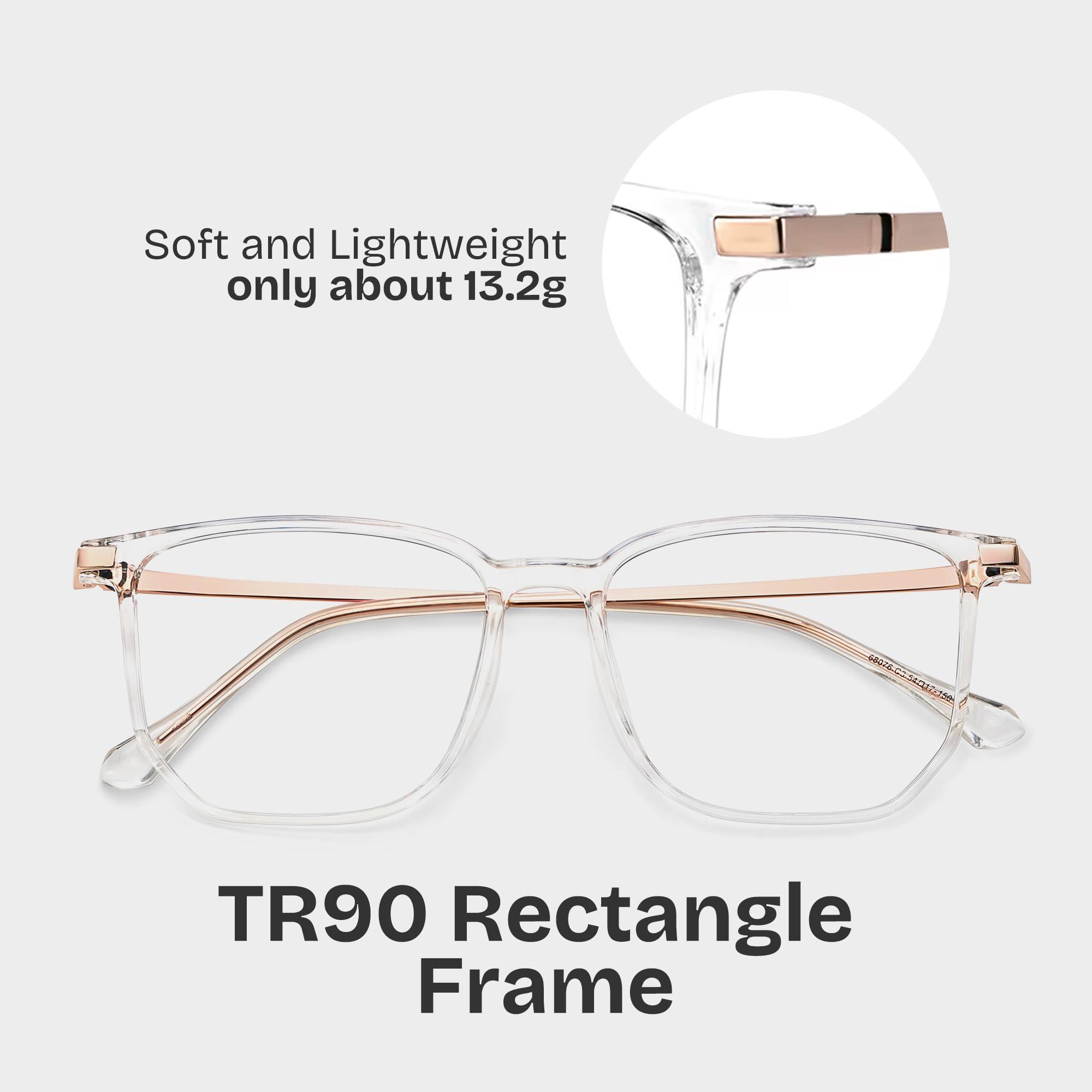 Zeelool Zeelool Readers Retro Rectangle Reading Glasses for Women Men with Standard Anti-Reflective Coating Fezell ZTT123484-02(Crystal, 2.50)