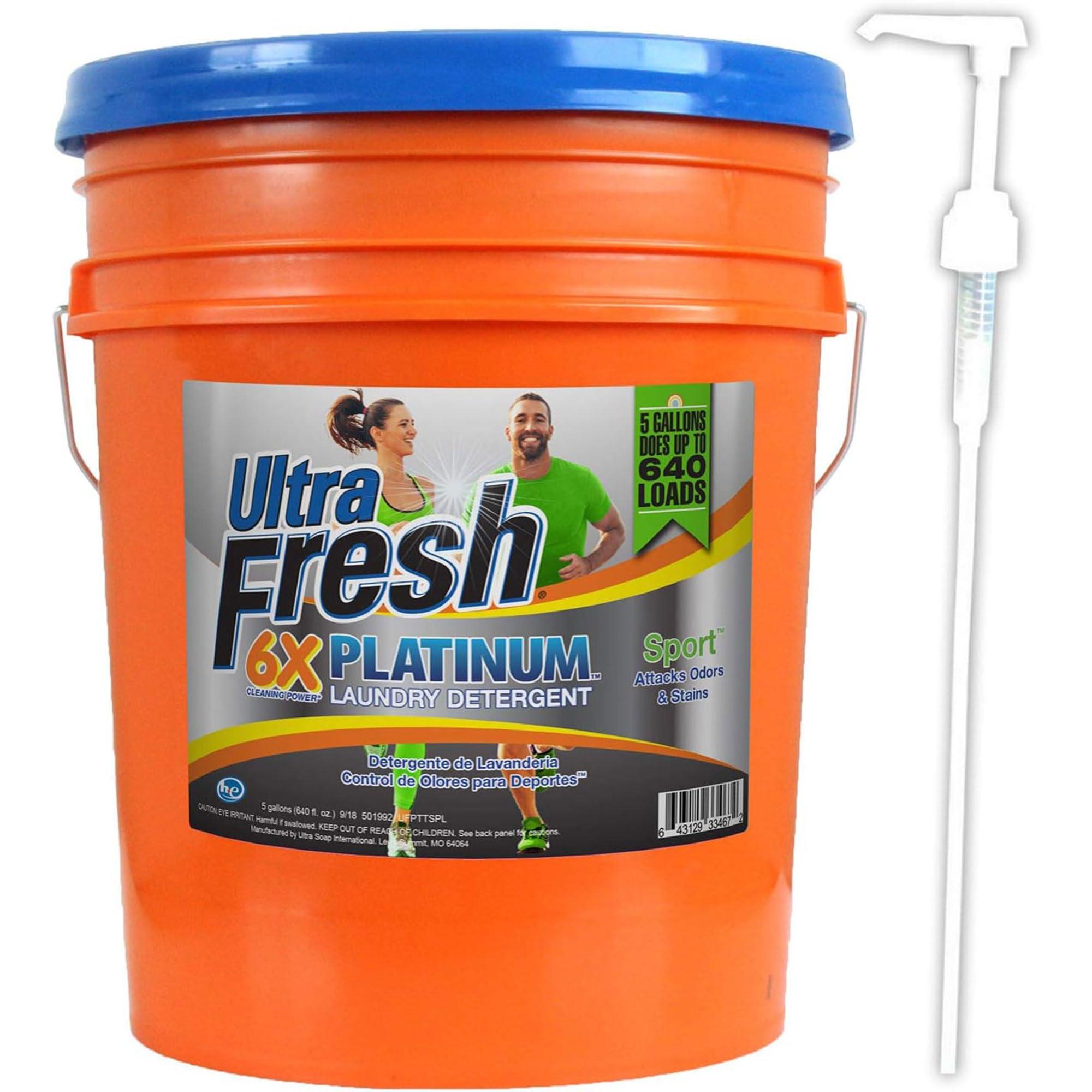 Ultra Fresh Ultra Fresh Platinum Sport 5 Gallon 6x Laundry Detergent Suitable for All Machine Type and Up to 640 Laundry Loads with Pump (3 Pack)