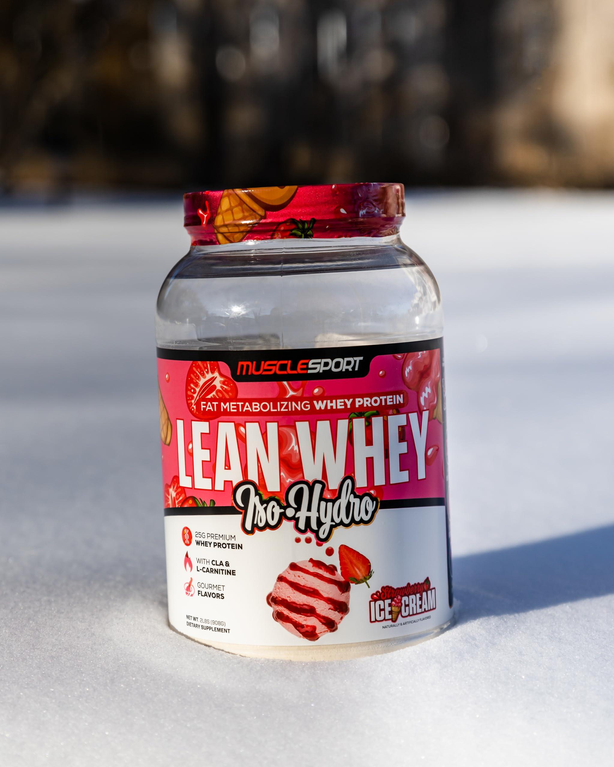 Musclesport Musclesport Lean Whey Revolution Protein Powder - Whey Protein Isolate - Low Calorie, Low Carb, Low Fat, Incredible Flavors - 25g Protein per Scoop - 5lb Strawberry Creme