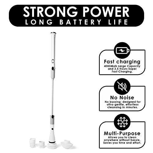 Standout Materials Electric Spin Scrubber, Cordless and Portable Power Scrubber Kit with Replaceable Brush Heads Cleaning Brush for Cleaning Tile, Sink, Window, Floor, Tub, Car