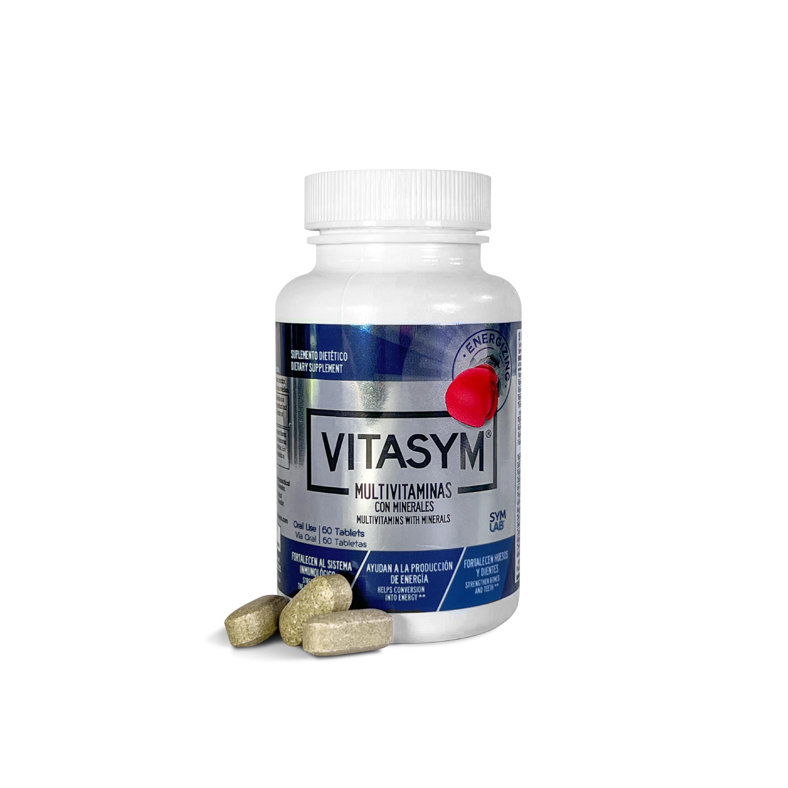VITASYM VITASYM, multivitamin, Vitamin A, Vitamin C, Vitamin D, Vitamin E, Vitamin B12, Vitamin B6, Calcium, zinc, Phosphorus, Potassium, Iron, Minerals, biotin, thiamine, Magnesium, Chromium, riboflavin.