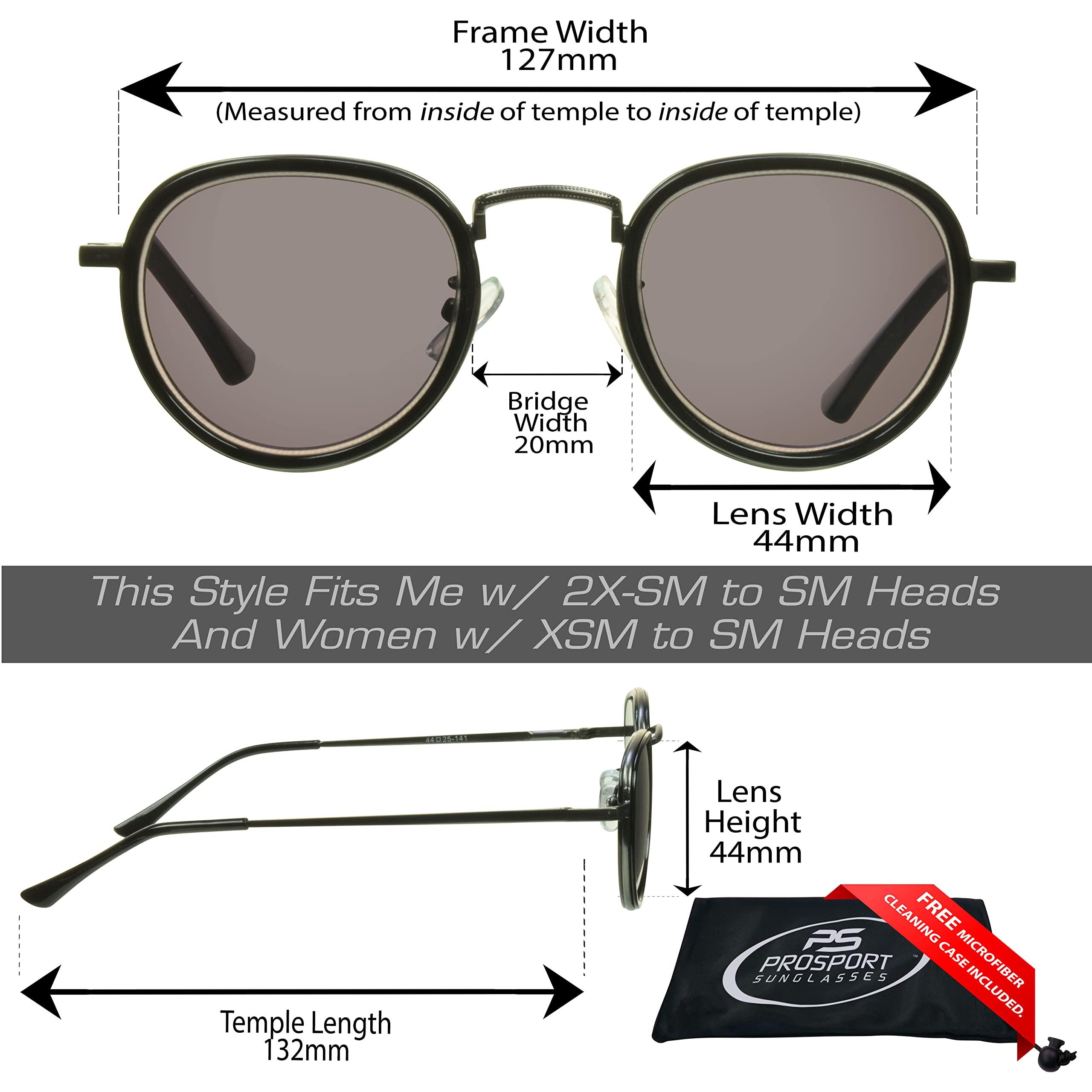 proSPORT proSPORT Reading Sunglass Full Sun Readers +2.50 Gunmetal Frame Small Size Oval Retro Lennon Style Men Women Metal Spring Hinge Frame Not Bifocal