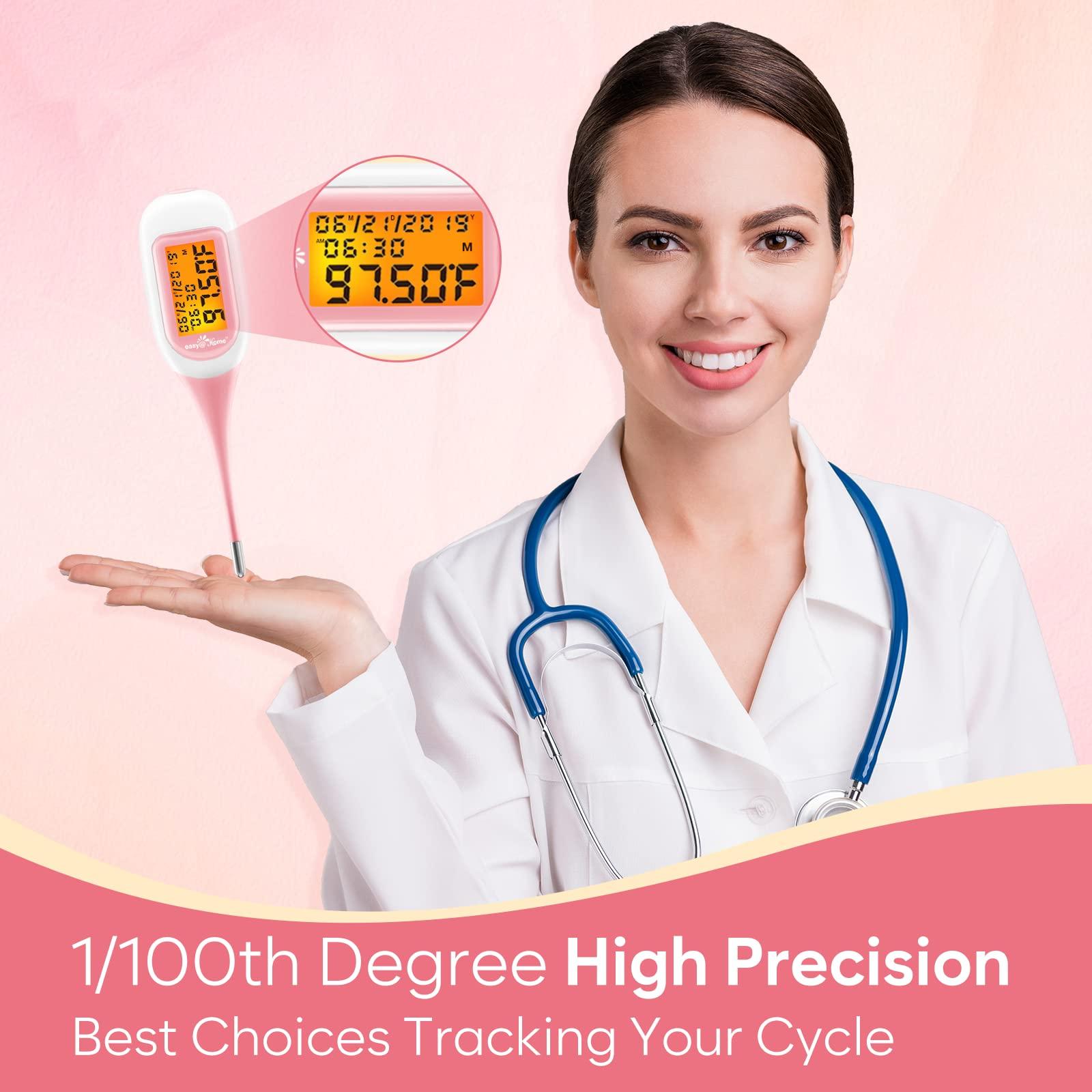 Easy@Home Easy@Home Smart Basal Thermometer, Large Screen and Backlit, FSA Eligible, Period Tracker with Premom(iOS & Android) - Auto BBT Sync, Charting, Coverline & Accurate Fertility Prediction EBT-300