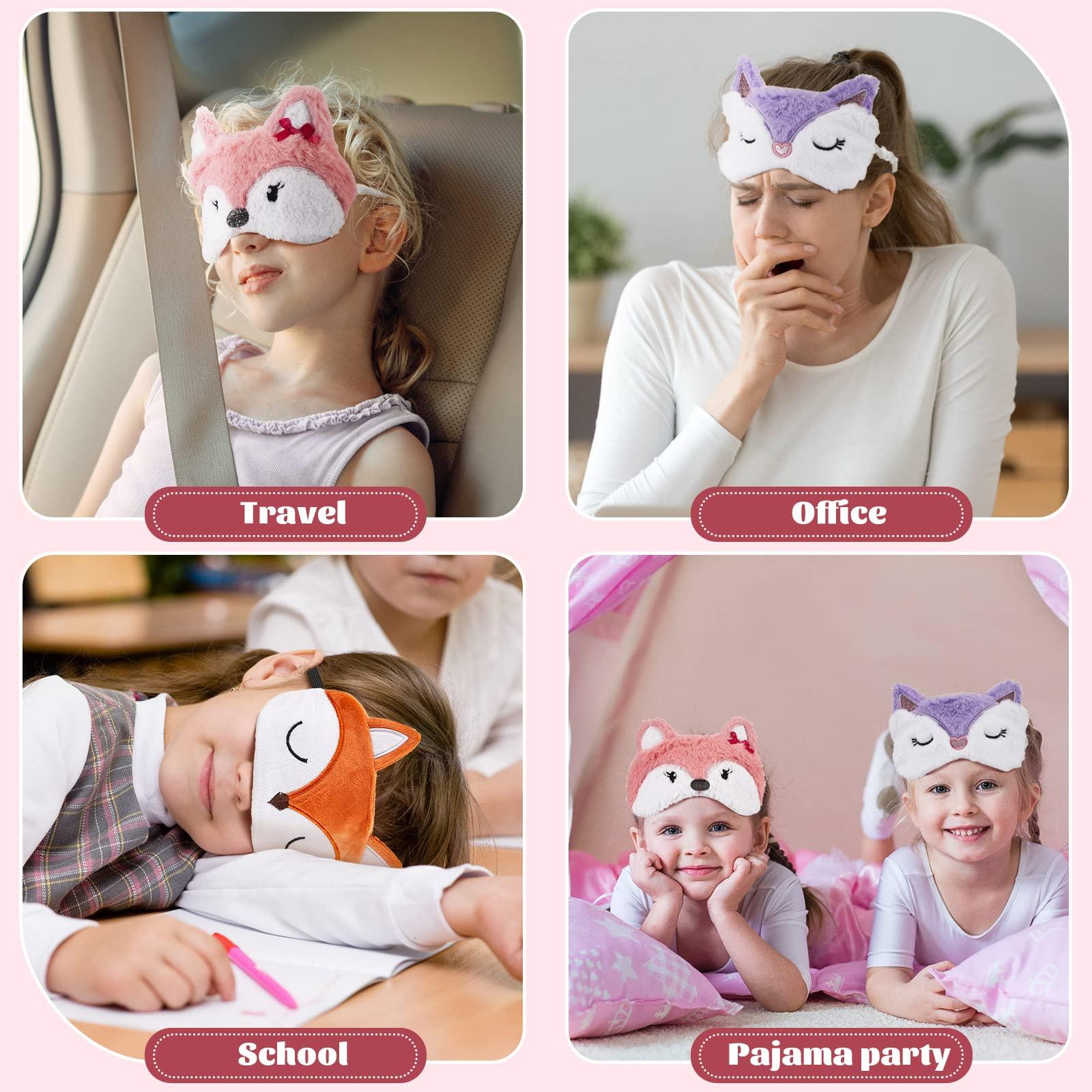 Haysandy Haysandy Cute Eye Mask for Sleeping 3 Pieces Cartoon Dog Face Eye Cover Funny Animal Cat Sleeping Mask Soft Lightweight Night Sleep Kitty Blindfolds for Women Men Kids(Fox)