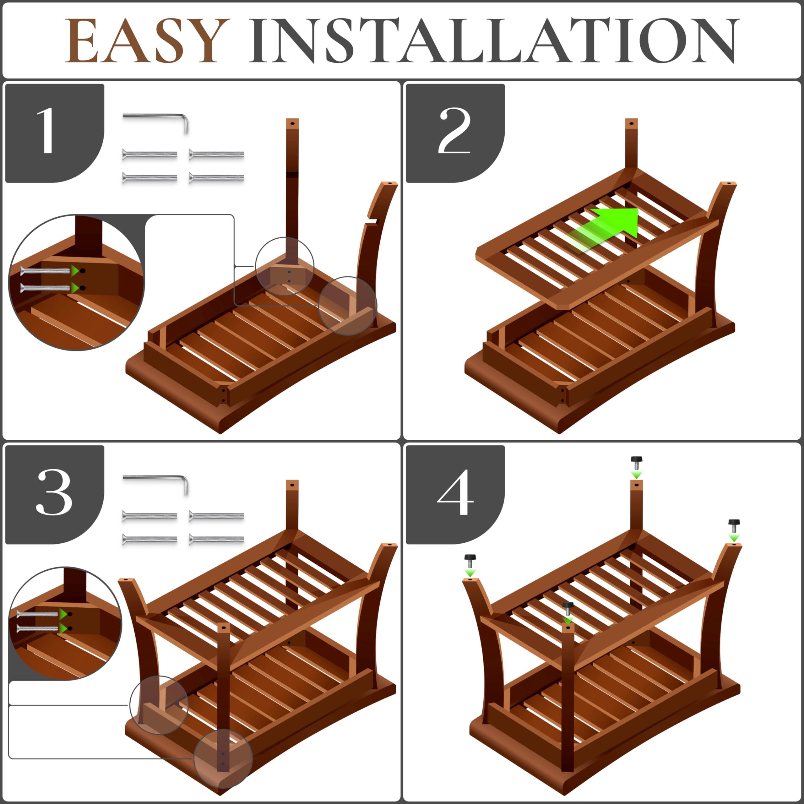 Teak shower bench Teak Shower Bench with Storage Shelf, Shower Stool for Inside Shower, Waterproof Shower Bench Seat, Shower Chair for Inside Shower, Wood Bench, Bathroom Bench, Wooden Stool for Adults Sitting